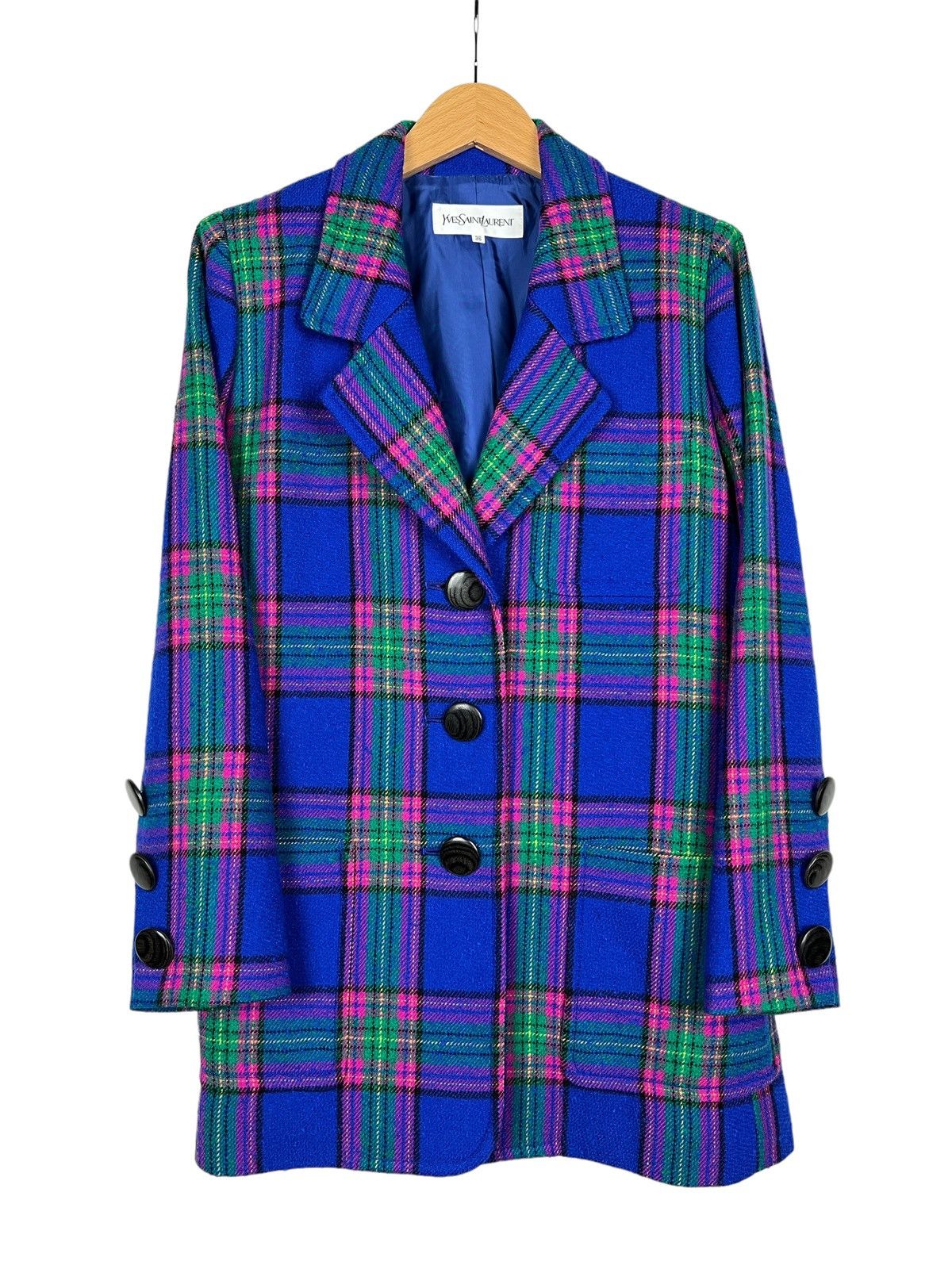 Yves Saint Laurent Vintage Yves Saint Laurent Tartan Wool Coat Size XS / US 0-2 / IT 36-38 - 1 Thumbnail