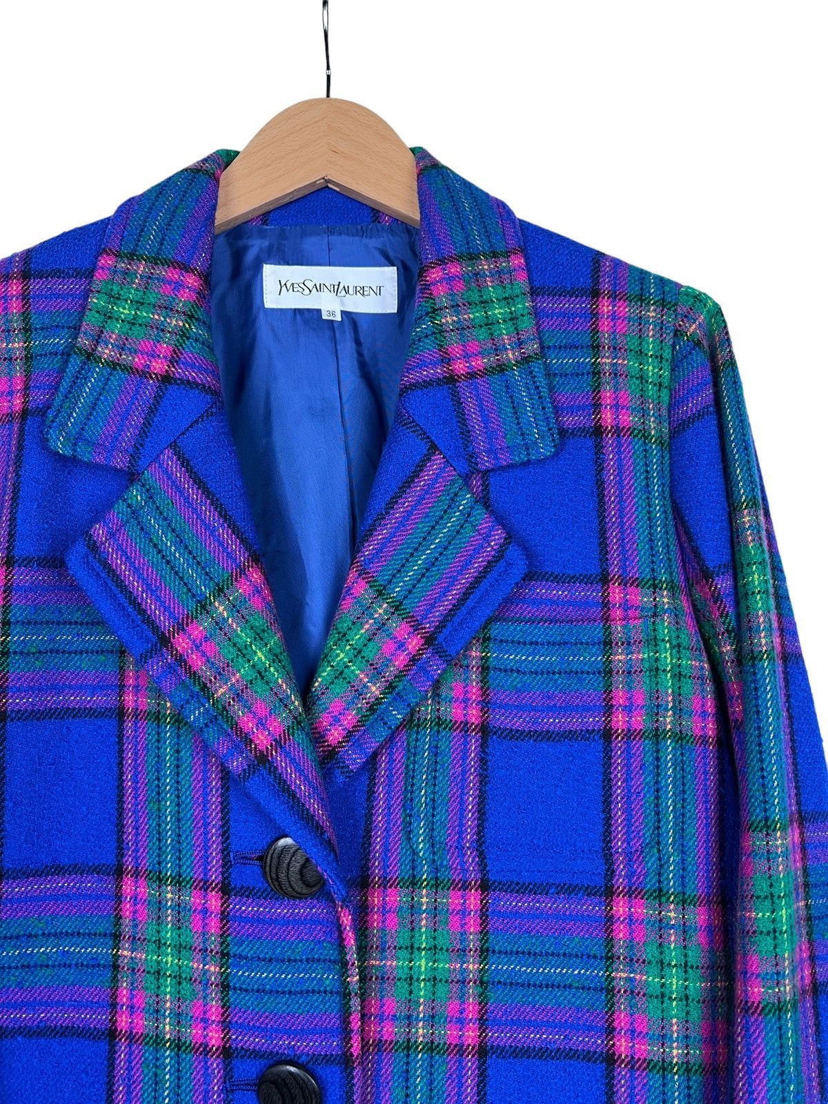 Yves Saint Laurent Vintage Yves Saint Laurent Tartan Wool Coat Size XS / US 0-2 / IT 36-38 - 4 Thumbnail