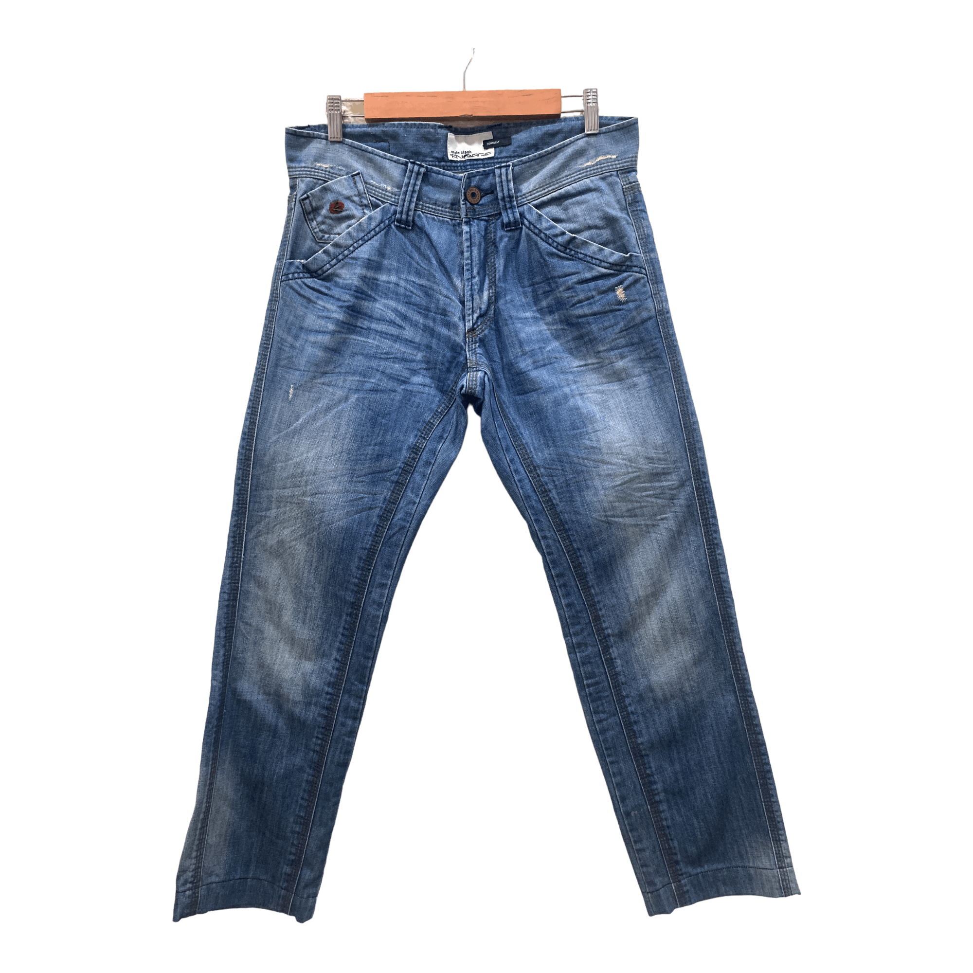 image of Energie Denim Jeans Acid Wash Jeans Style Clash Pants in Blue, Men's (Size 30)