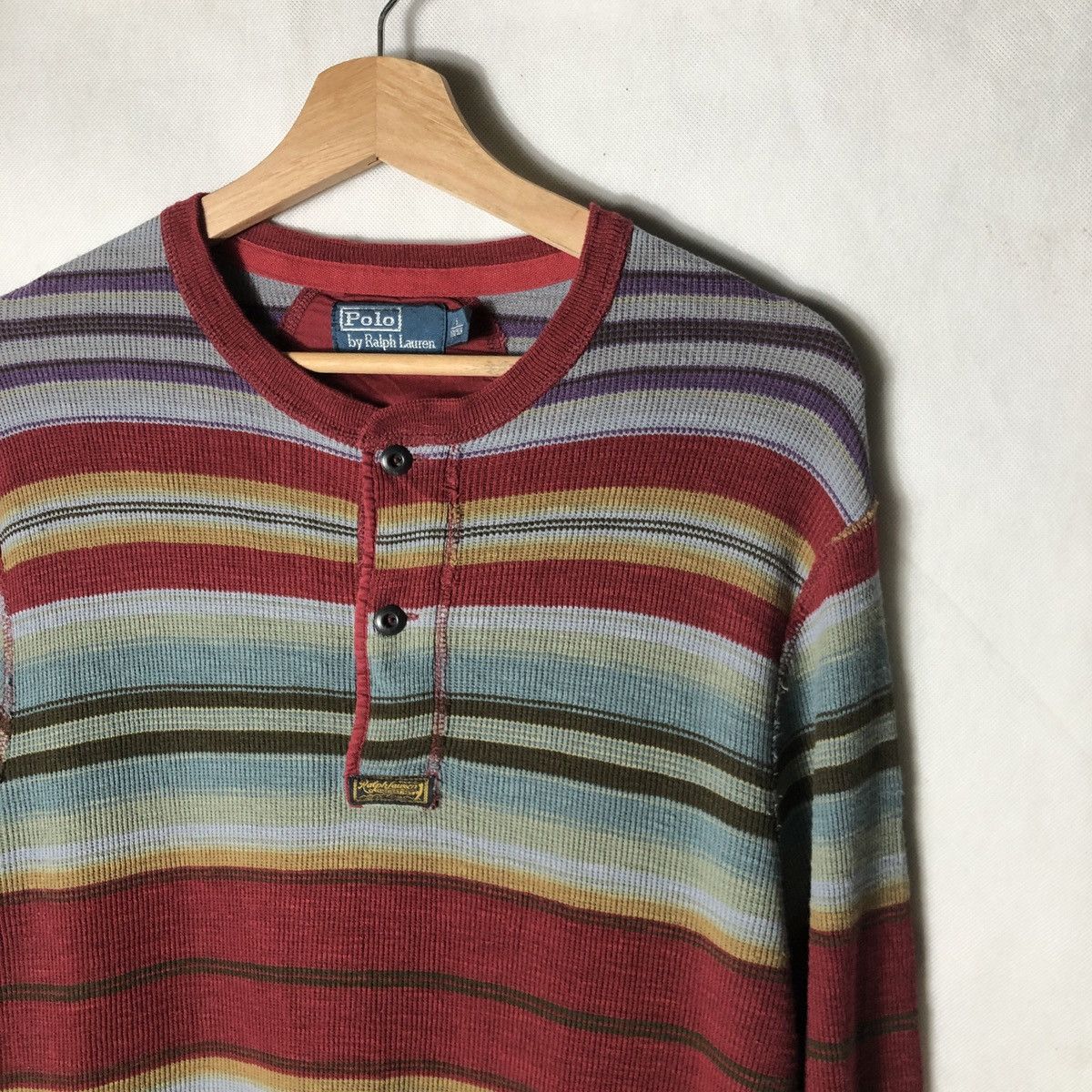 Polo Ralph Lauren × Ralph Lauren × Vintage Vintage Polo Ralph Lauren Henley Stripes Native Tshirt Size US S / EU 44-46 / 1 - 3 Thumbnail