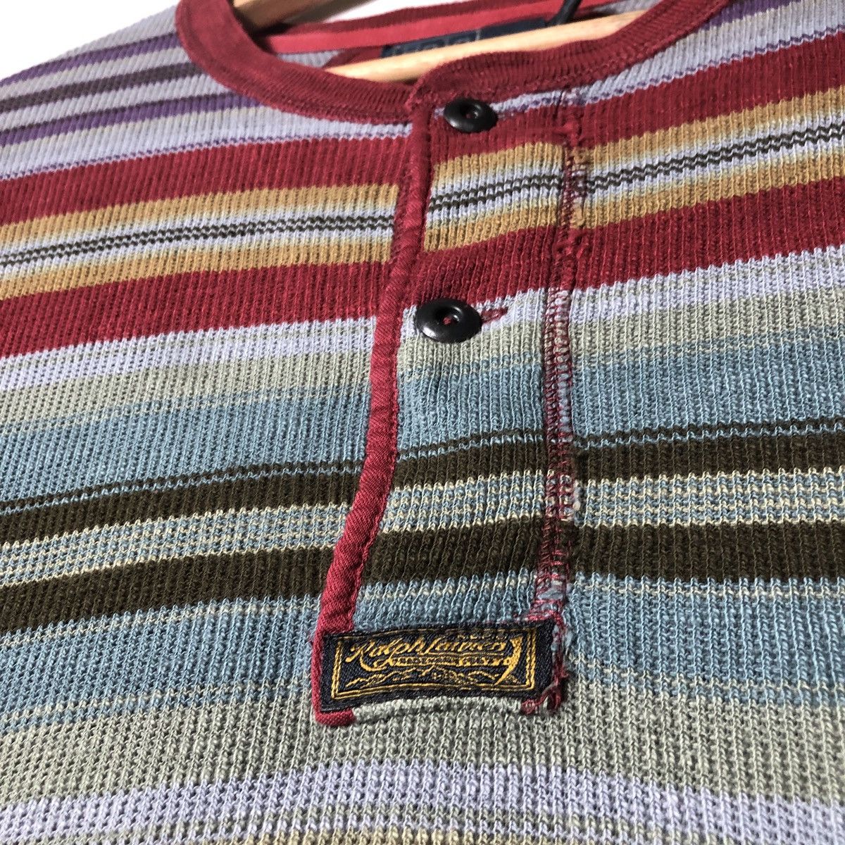 Polo Ralph Lauren × Ralph Lauren × Vintage Vintage Polo Ralph Lauren Henley Stripes Native Tshirt Size US S / EU 44-46 / 1 - 7 Thumbnail