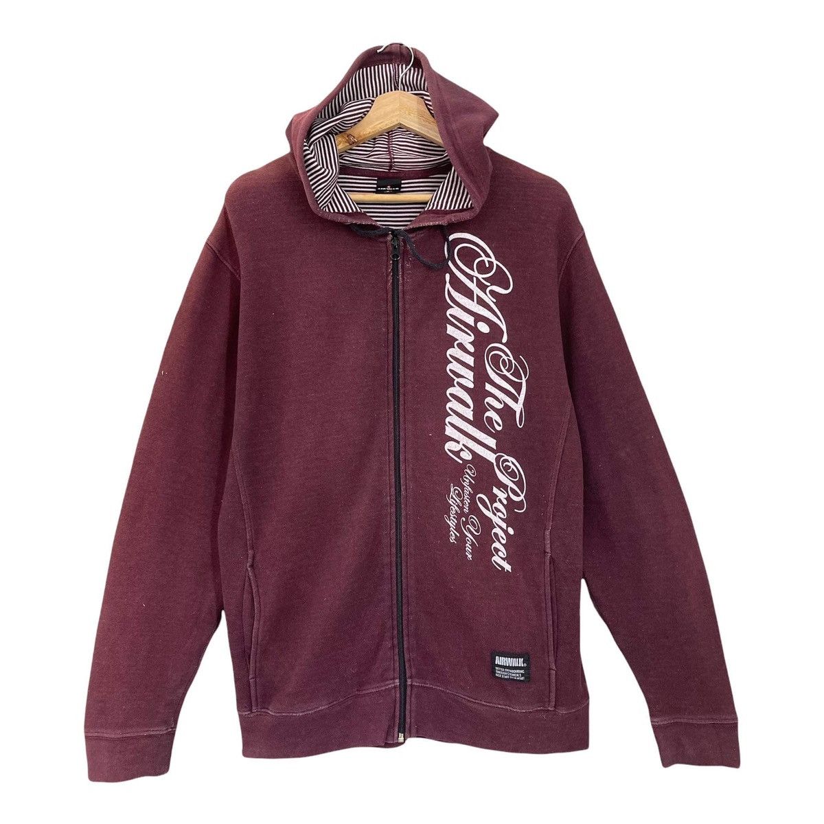 image of Vintage Airwalk Big Logo Fullzip Hoodie Size M in Maroon, Men's