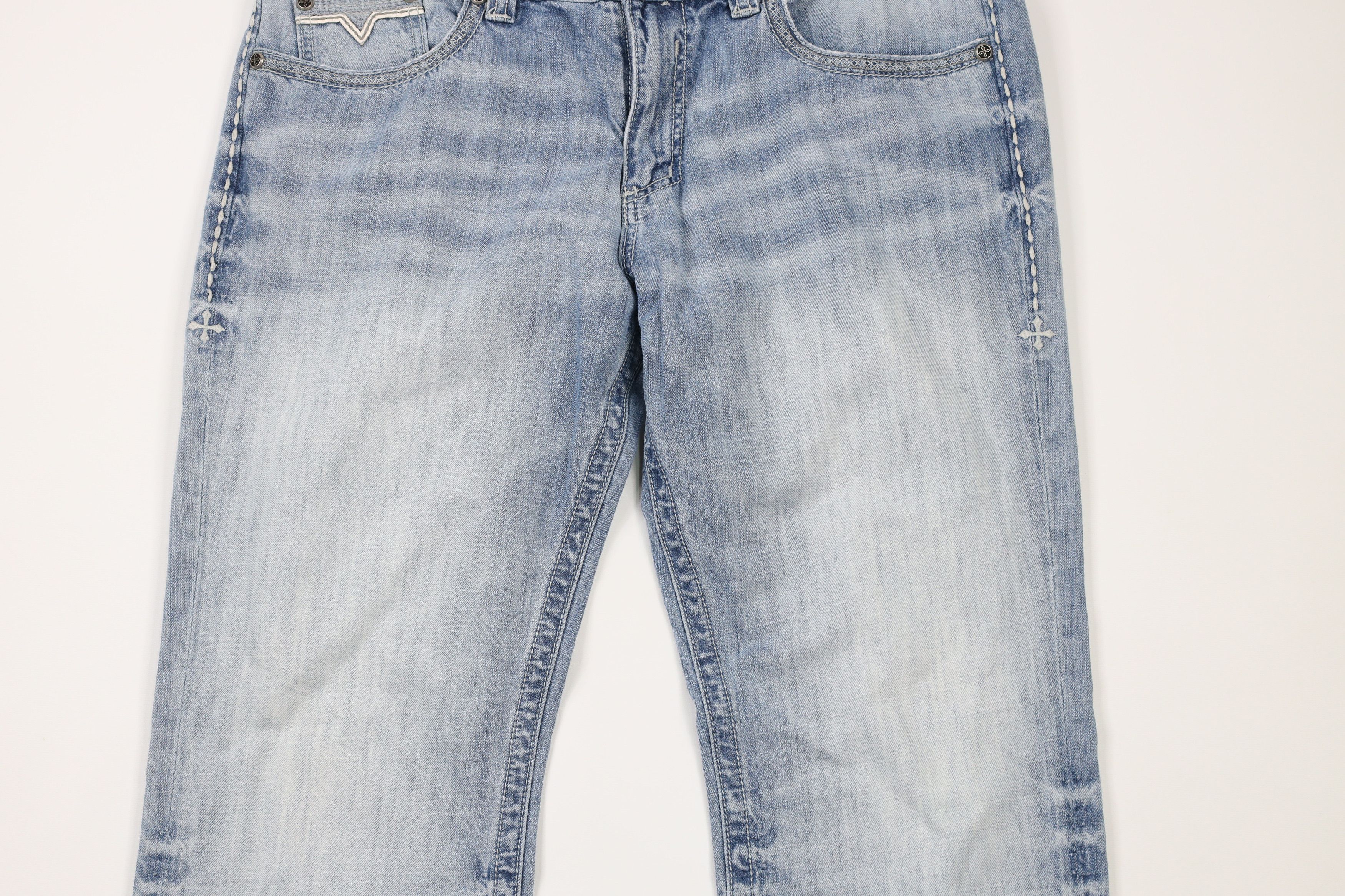 Affliction × Vintage Affliction Cooper Thick Stitch MMA Wide Leg Denim Jeans Blue Size US 38 / EU 54 - 3 Thumbnail