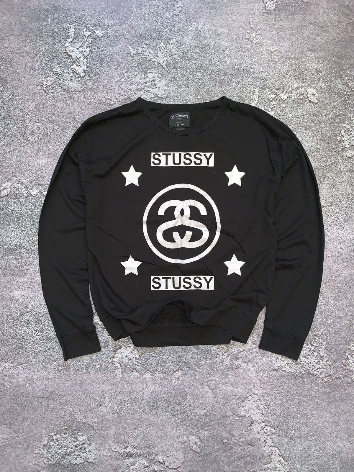 Stussy big logo wmns M long sleeve sweatshirt sweater y2k