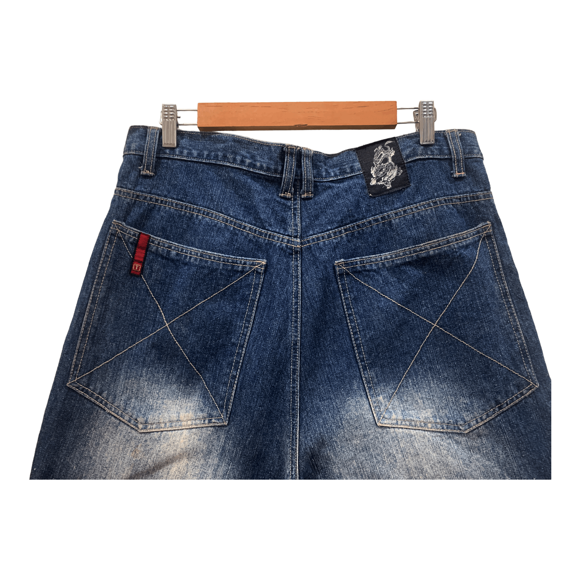 Japanese Brand Top Town Dragon Print Denim Jeans Size US 33 - 5 Thumbnail