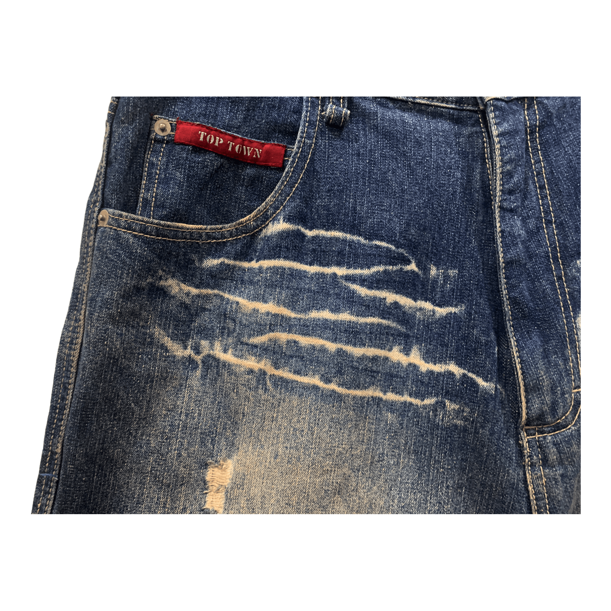 Japanese Brand Top Town Dragon Print Denim Jeans Size US 33 - 9 Thumbnail