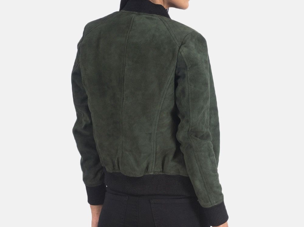 Japanese Brand × Vintage Y2K Japanese 🇯🇵 Suede Bomber Jacket Dark Green Size US M / EU 48-50 / 2 - 5 Thumbnail