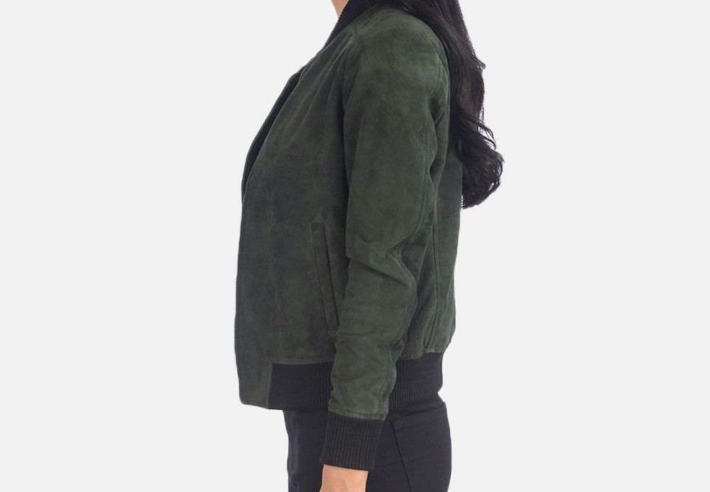 Japanese Brand × Vintage Y2K Japanese 🇯🇵 Suede Bomber Jacket Dark Green Size US M / EU 48-50 / 2 - 6 Thumbnail