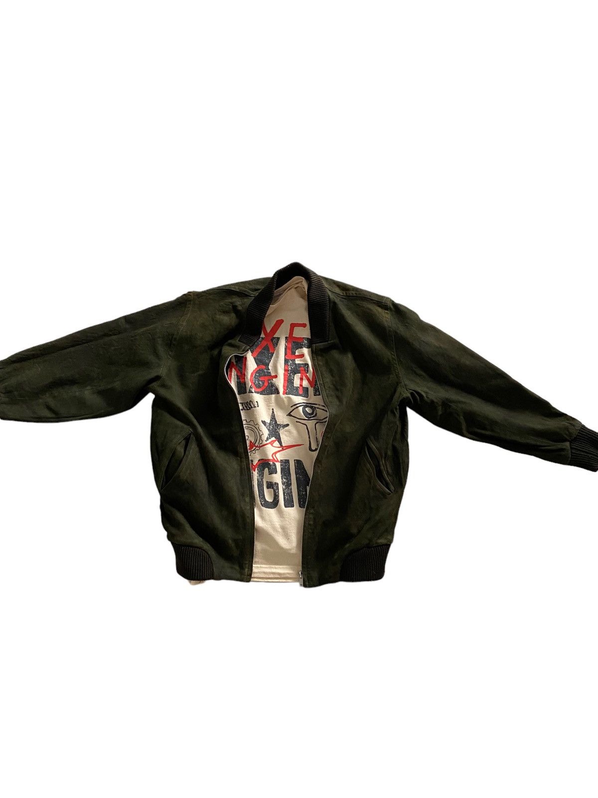 Japanese Brand × Vintage Y2K Japanese 🇯🇵 Suede Bomber Jacket Dark Green Size US M / EU 48-50 / 2 - 11 Thumbnail