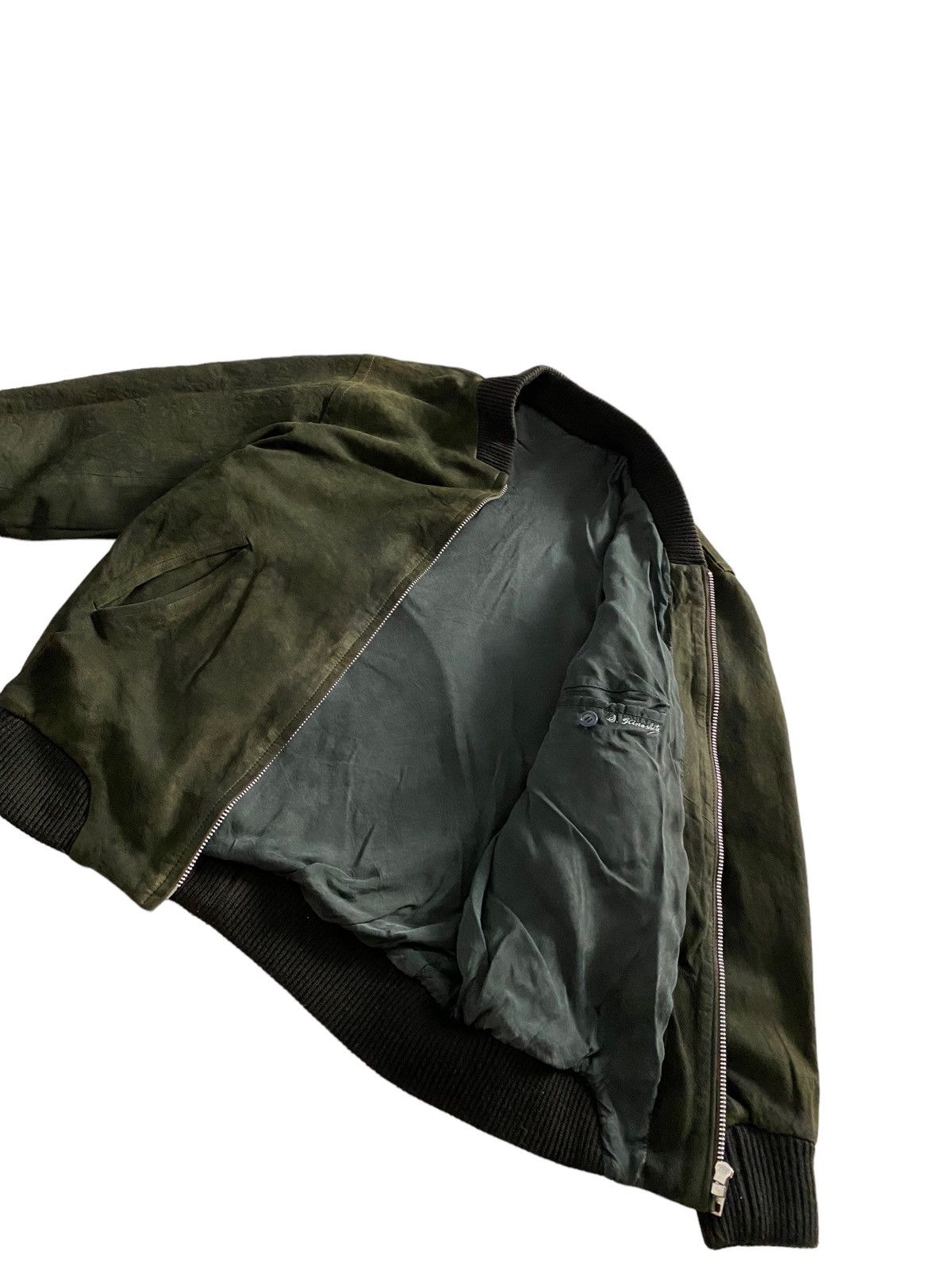 Japanese Brand × Vintage Y2K Japanese 🇯🇵 Suede Bomber Jacket Dark Green Size US M / EU 48-50 / 2 - 13 Thumbnail
