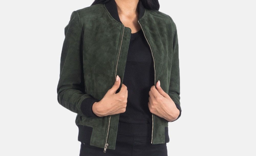 Japanese Brand × Vintage Y2K Japanese 🇯🇵 Suede Bomber Jacket Dark Green Size US M / EU 48-50 / 2 - 3 Thumbnail