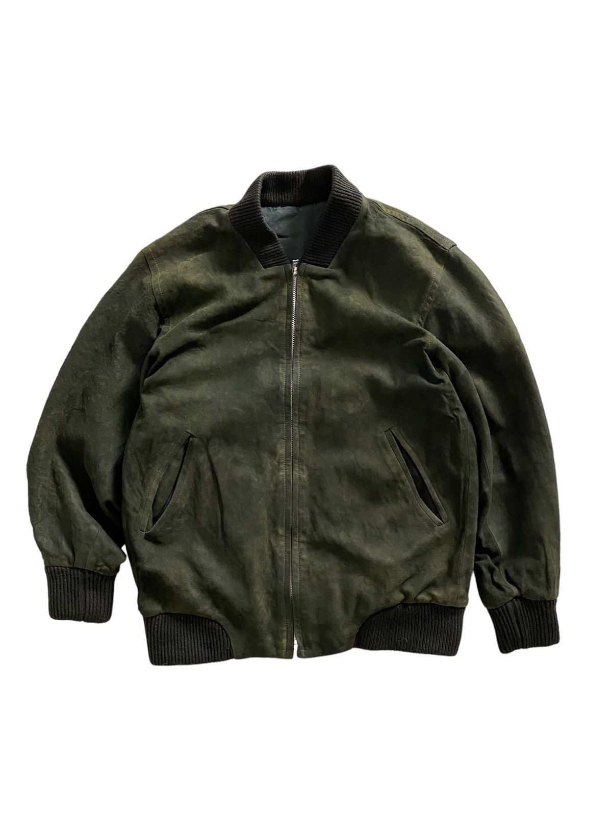 Japanese Brand × Vintage Y2K Japanese 🇯🇵 Suede Bomber Jacket Dark Green Size US M / EU 48-50 / 2 - 7 Thumbnail