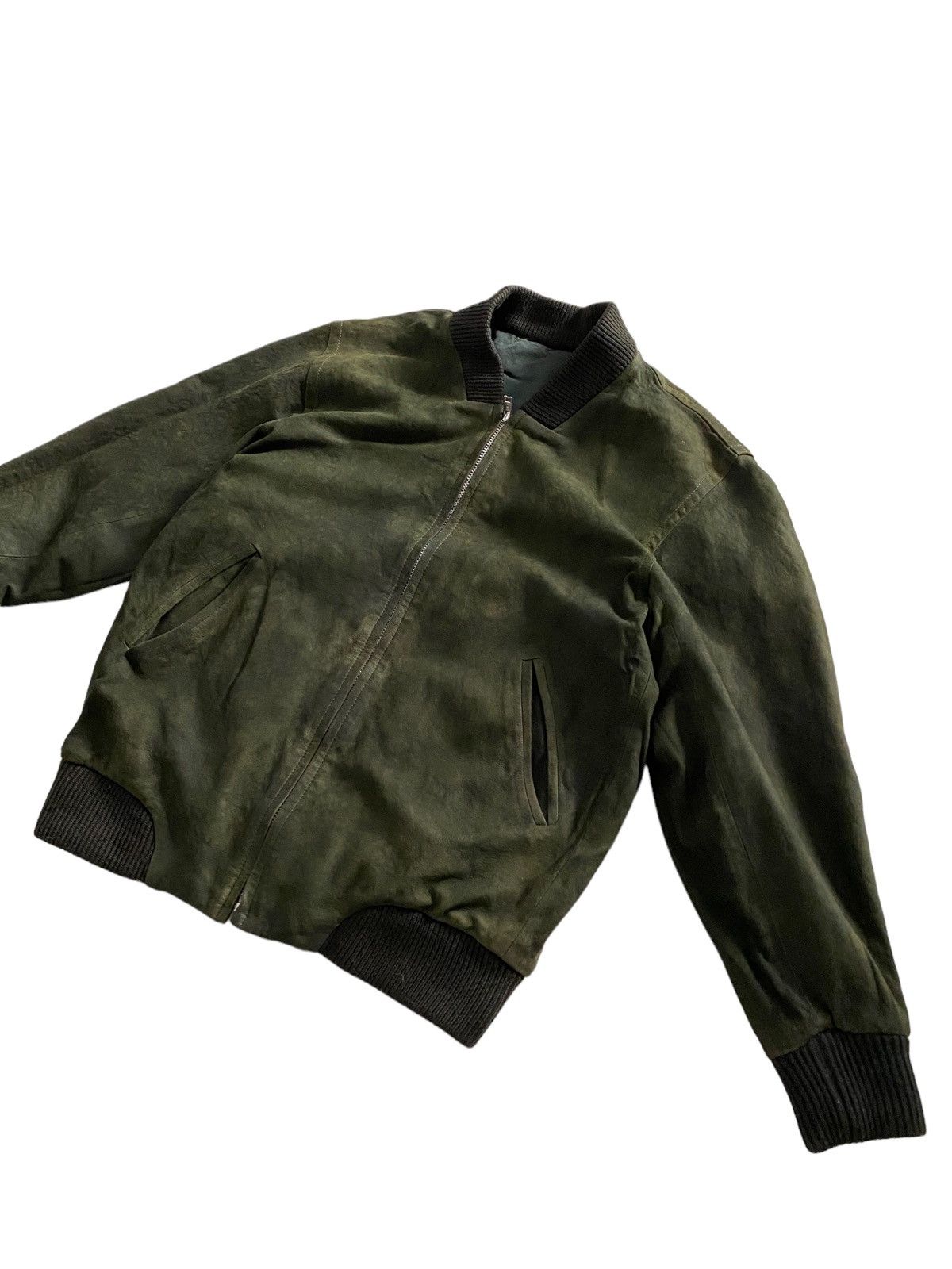Japanese Brand × Vintage Y2K Japanese 🇯🇵 Suede Bomber Jacket Dark Green Size US M / EU 48-50 / 2 - 8 Thumbnail