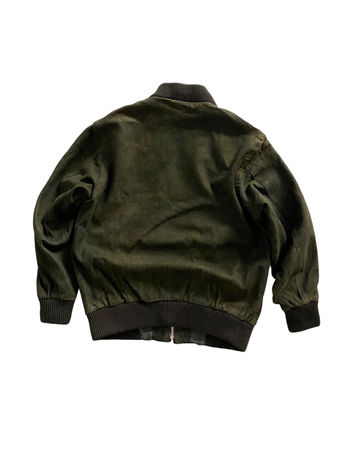 Japanese Brand × Vintage Y2K Japanese 🇯🇵 Suede Bomber Jacket Dark Green Size US M / EU 48-50 / 2 - 9 Thumbnail