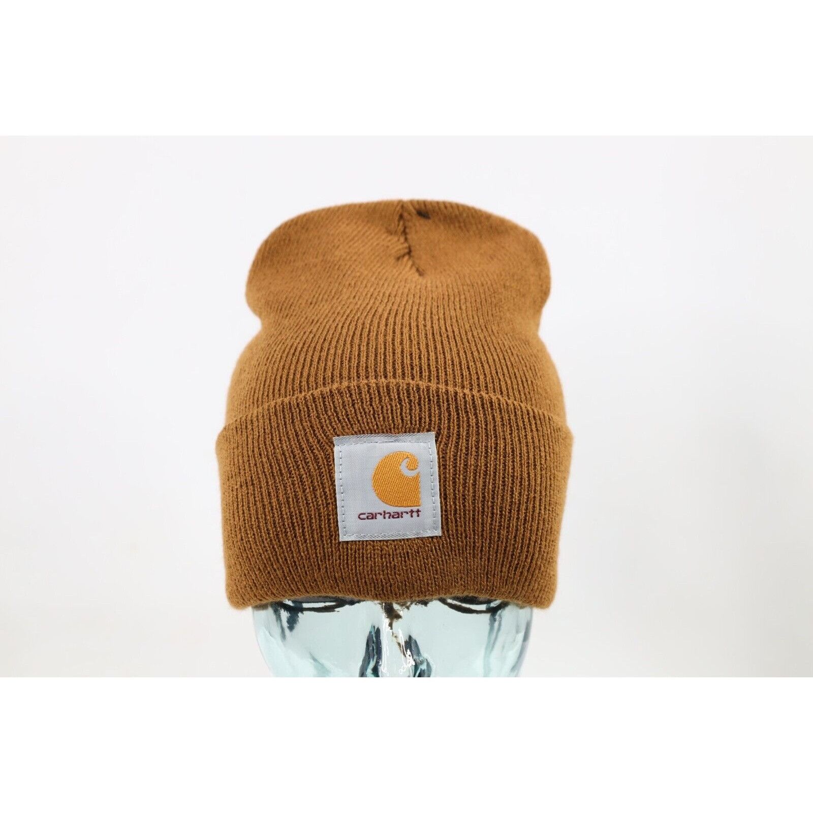 Carhartt New Carhartt Spell Out Box Logo Knit Winter Beanie Hat Brown Size ONE SIZE - 2 Thumbnail