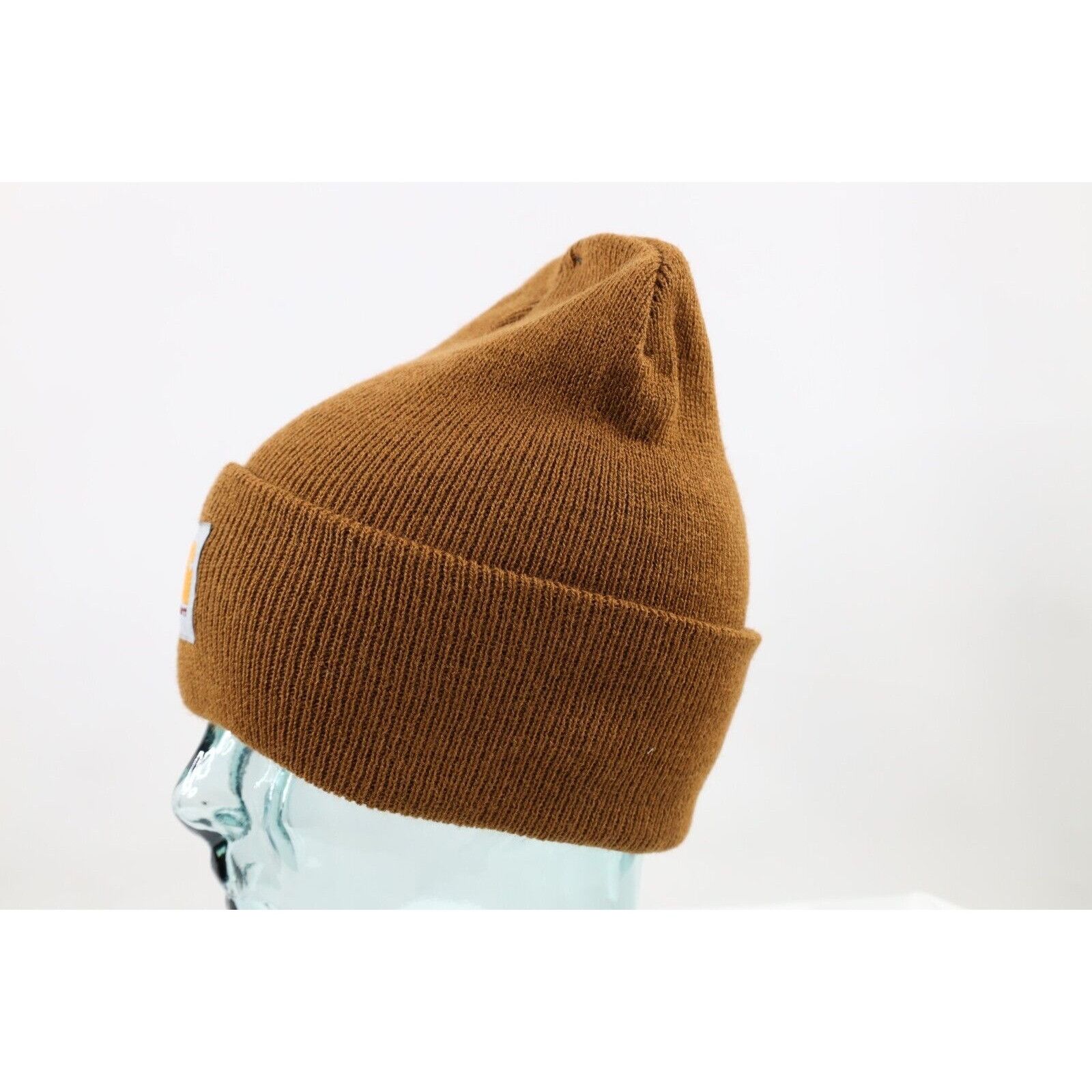 Carhartt New Carhartt Spell Out Box Logo Knit Winter Beanie Hat Brown Size ONE SIZE - 3 Thumbnail