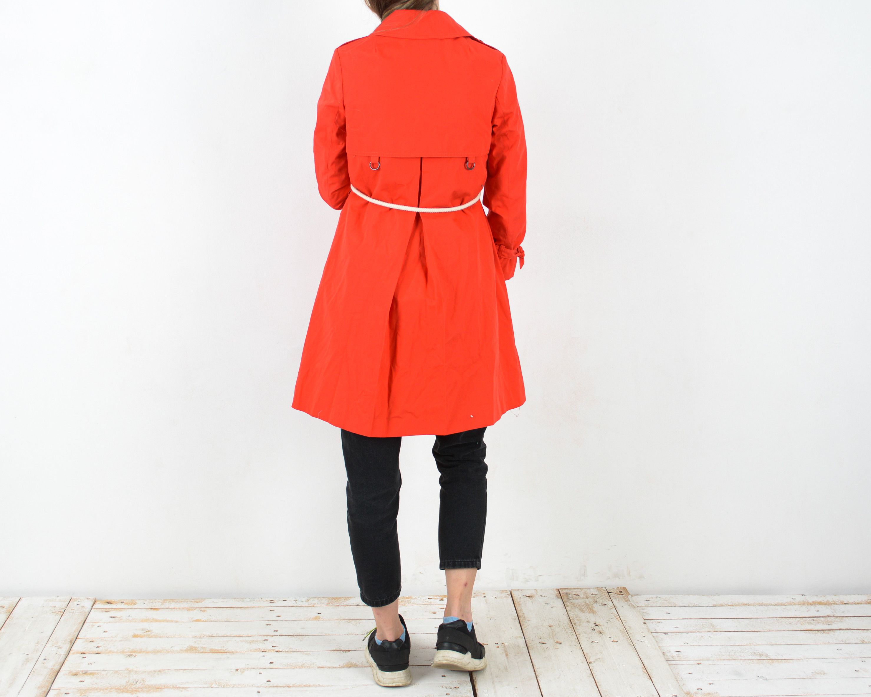 Vintage Norwegian Women's 90's XS Jacket Red Long Raincoat Trench Size XS / US 0-2 / IT 36-38 - 3 Thumbnail