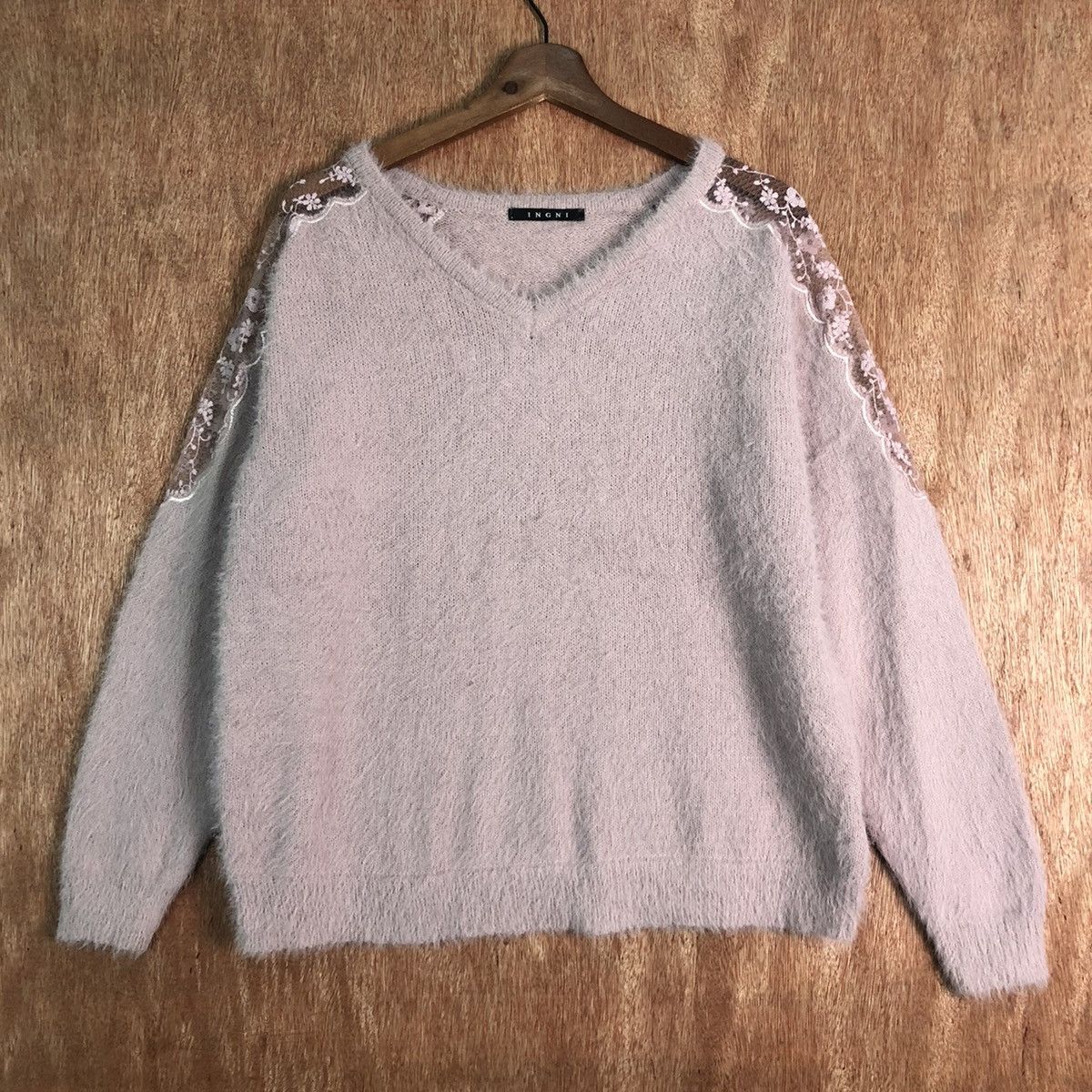 image of Homespun Knitwear x Hot Mess Ingni Purple Mohair Shag Shaggy Knitwear, Men's (Size Large)