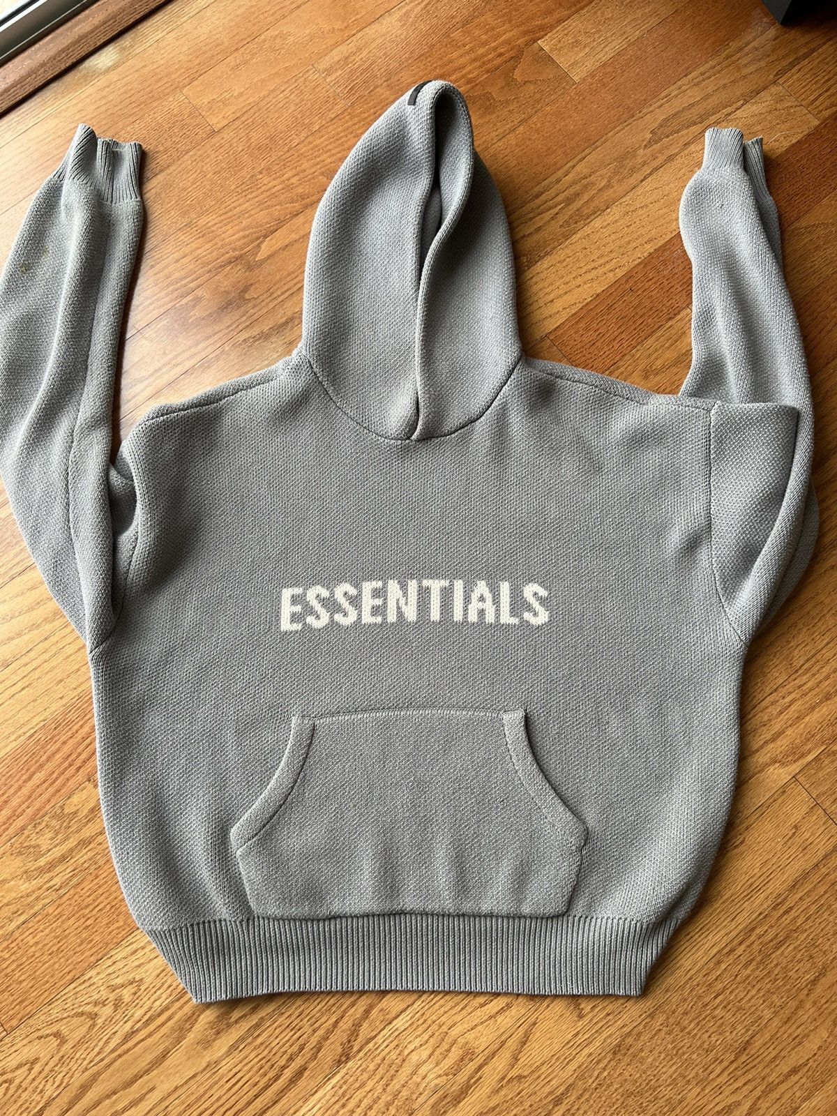 image of Essentials Cement Grey Knit Pullover, Men's (Size Medium)