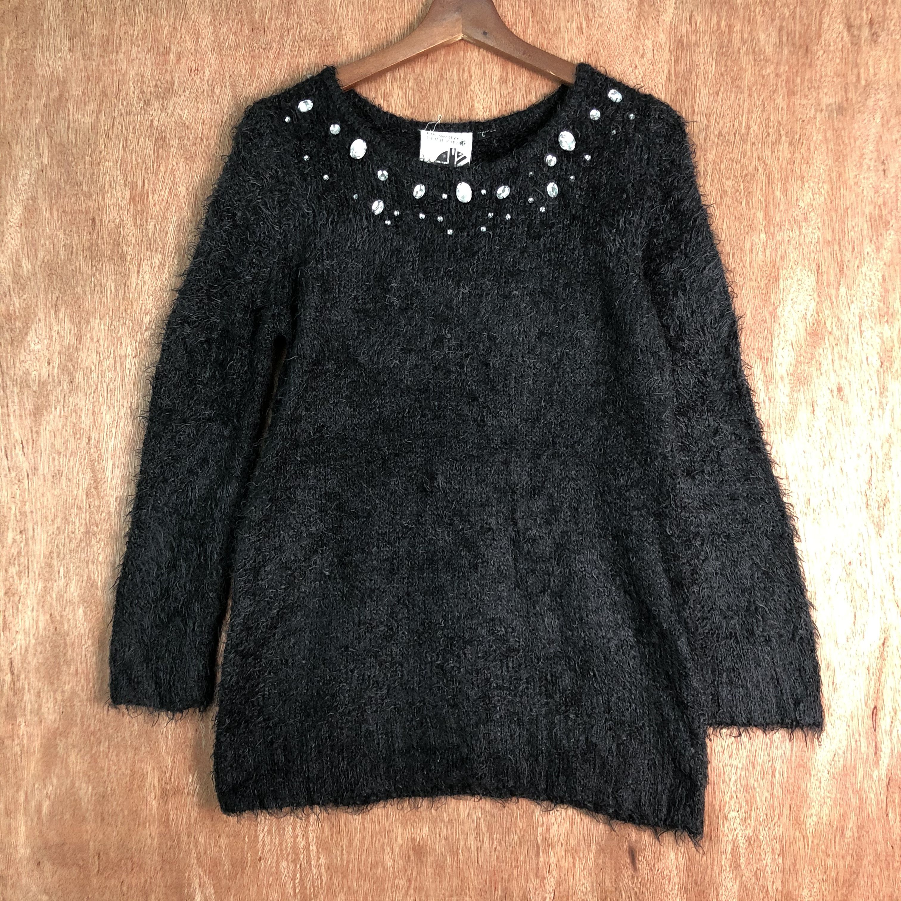 image of Hk Work London Black Mohair Knitwear, Women's (Size Large)