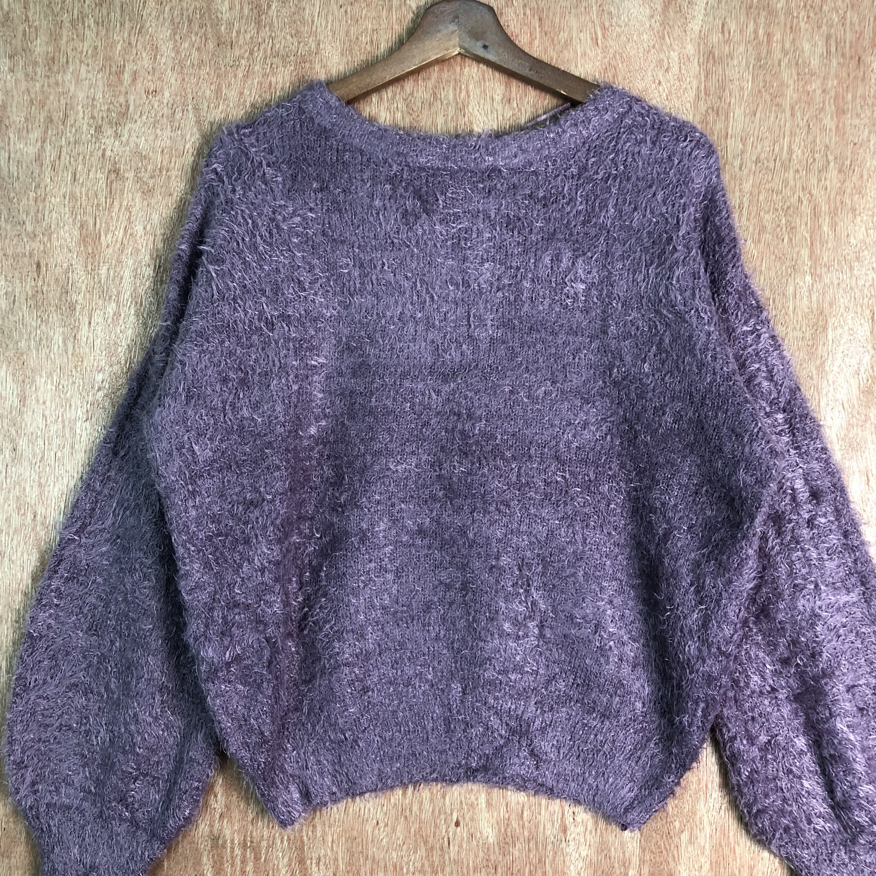 Homespun Knitwear × Japanese Brand Japan GU Purple Baggy Mohair Knitwear Size US M / EU 48-50 / 2 - 3 Thumbnail