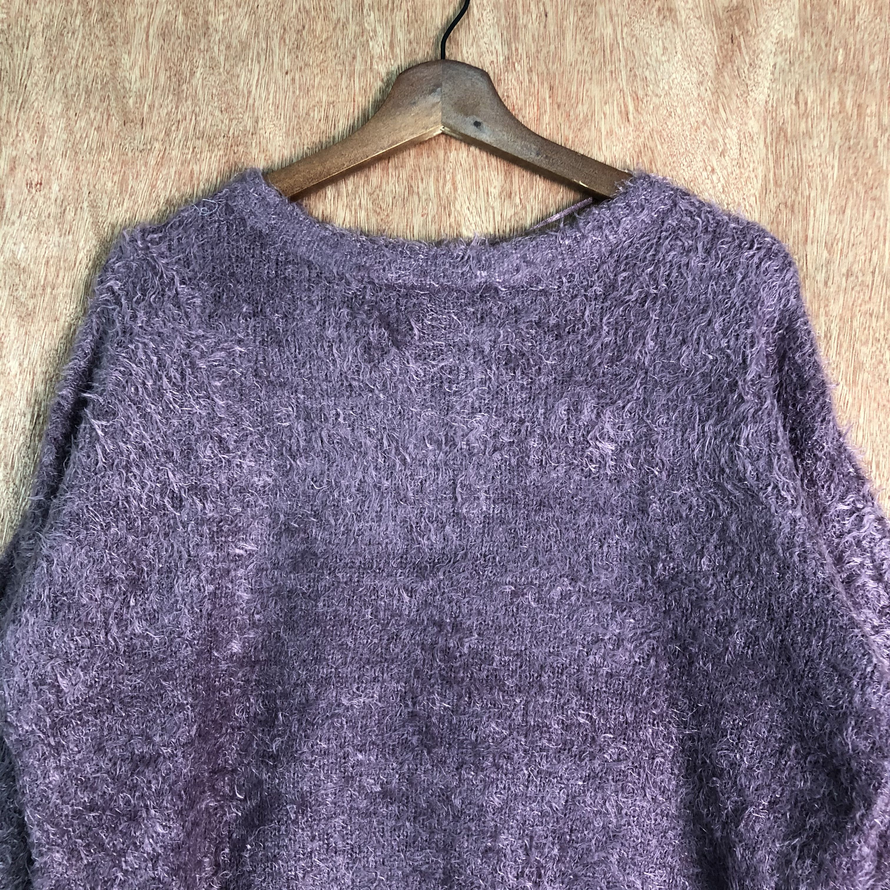 Homespun Knitwear × Japanese Brand Japan GU Purple Baggy Mohair Knitwear Size US M / EU 48-50 / 2 - 2 Thumbnail