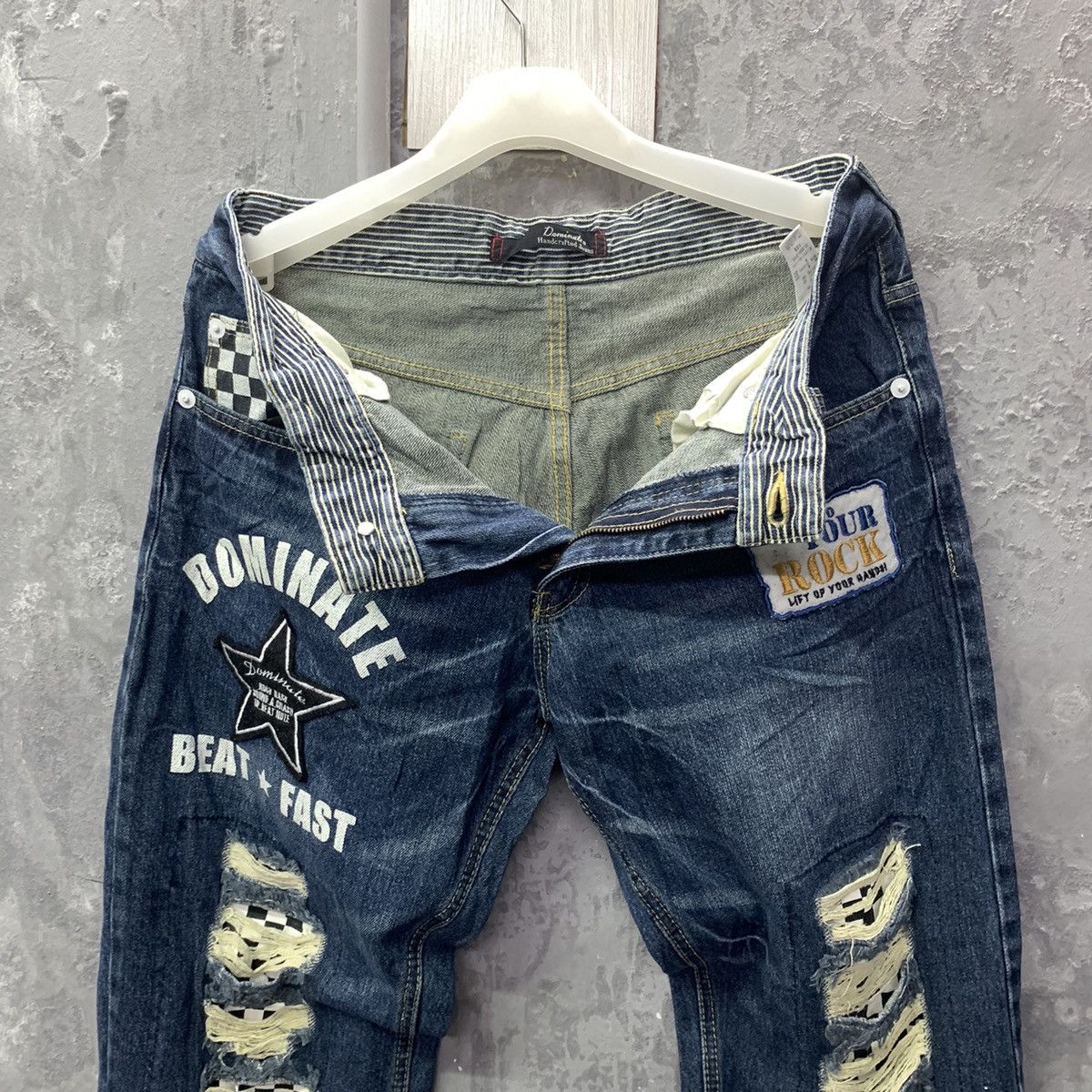 Designer × Japanese Brand Dominated Handcrafted Jeans Big Patches Distressed Size US 33 - 10 Thumbnail