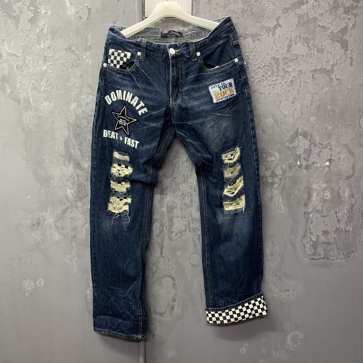 Designer × Japanese Brand Dominated Handcrafted Jeans Big Patches Distressed Size US 33 - 3 Thumbnail