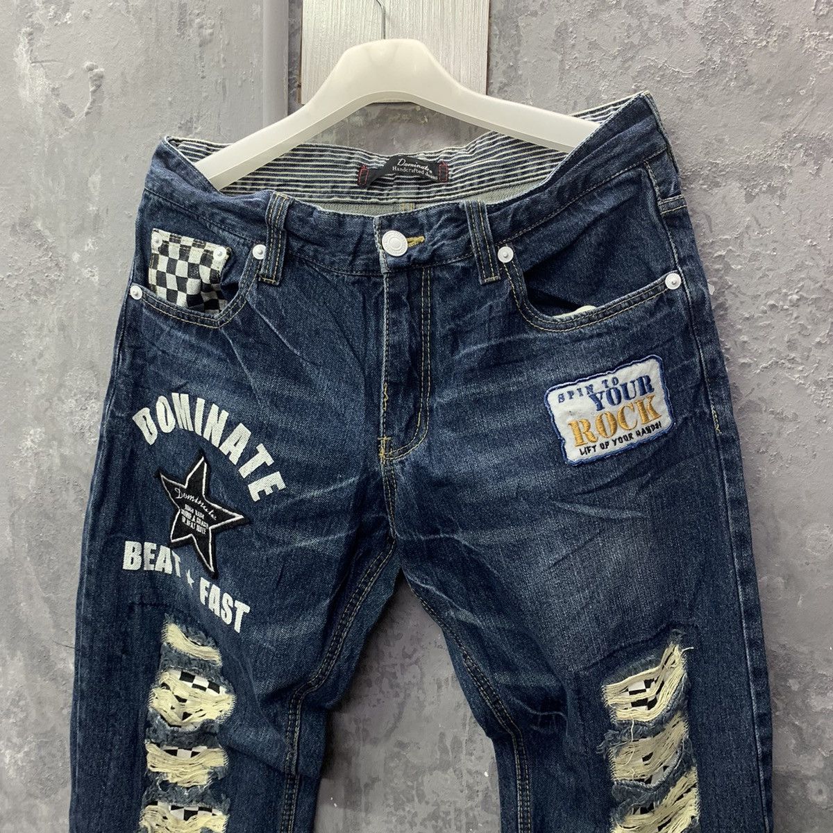 Designer × Japanese Brand Dominated Handcrafted Jeans Big Patches Distressed Size US 33 - 4 Thumbnail