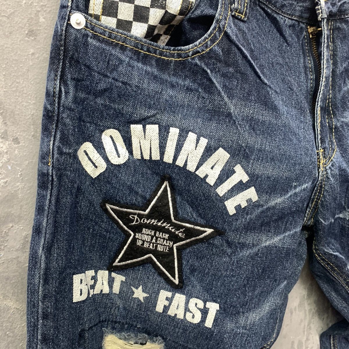 Designer × Japanese Brand Dominated Handcrafted Jeans Big Patches Distressed Size US 33 - 8 Thumbnail