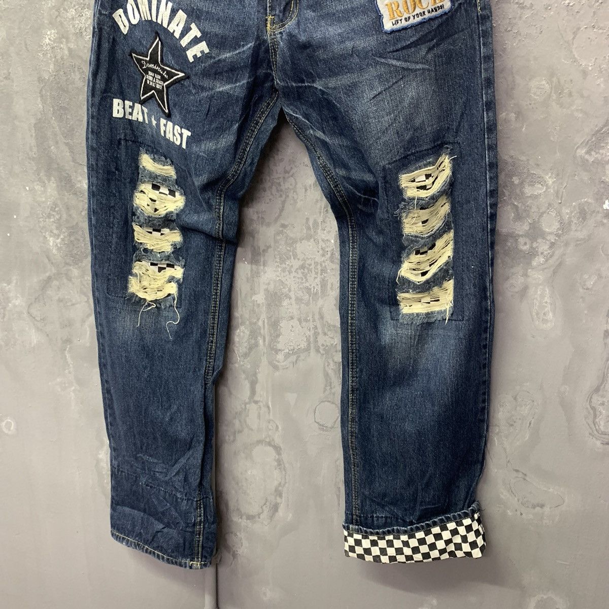 Designer × Japanese Brand Dominated Handcrafted Jeans Big Patches Distressed Size US 33 - 5 Thumbnail