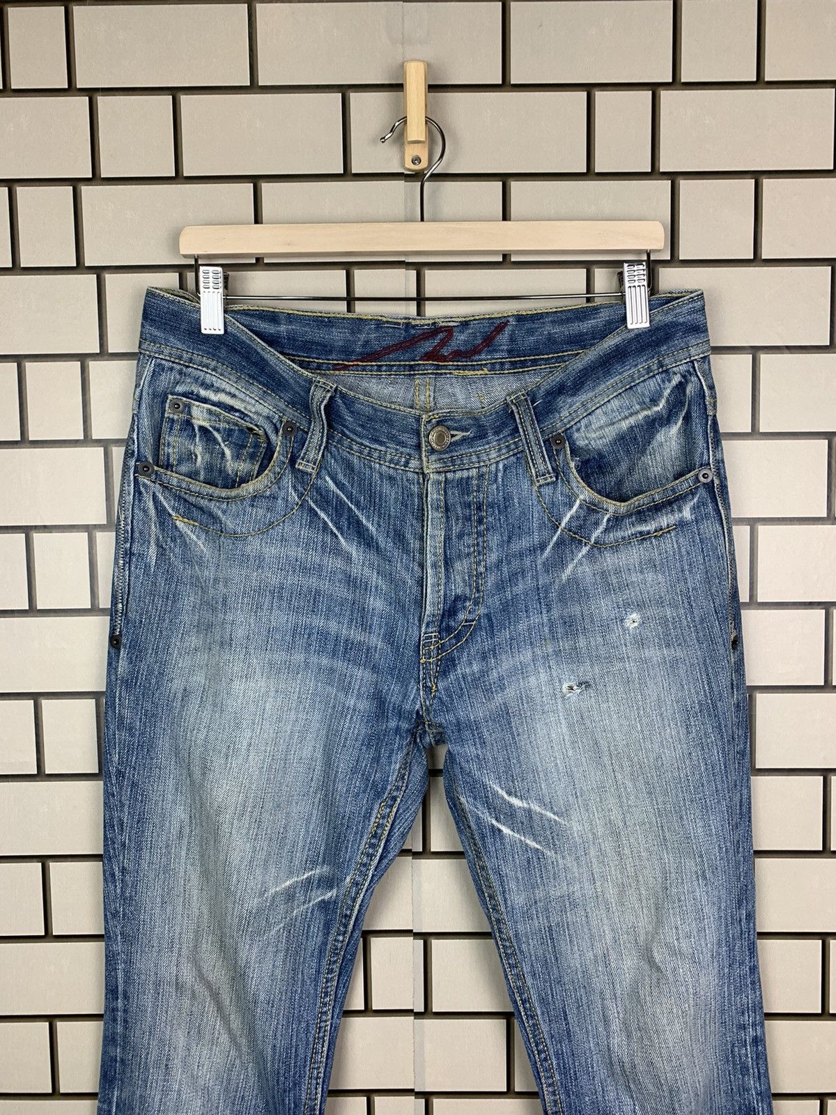 If Six Was Nine × Japanese Brand Japanese Brand Three Stones Throw Distressed Denim Size US 34 / EU 50 - 3 Thumbnail