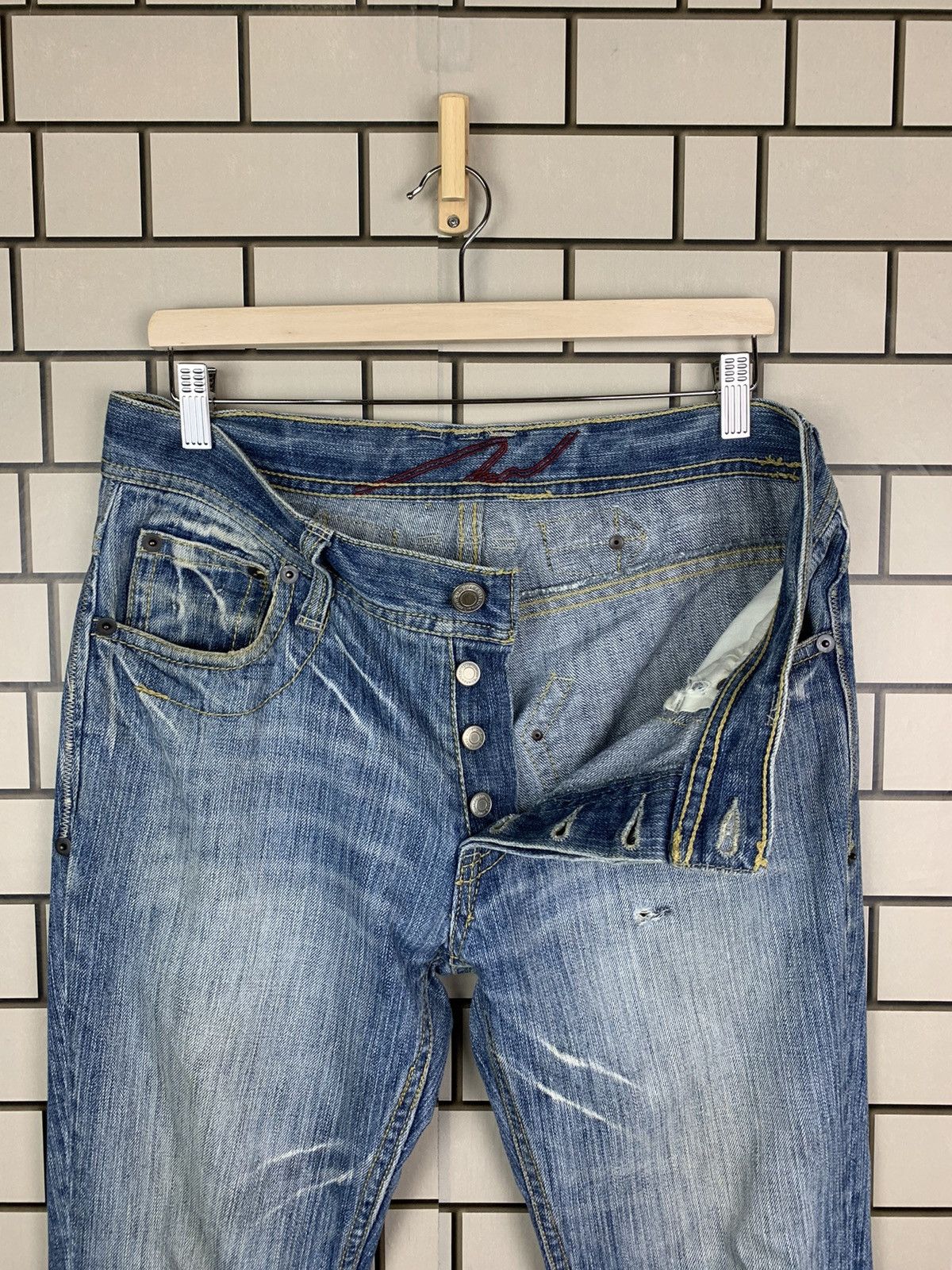 If Six Was Nine × Japanese Brand Japanese Brand Three Stones Throw Distressed Denim Size US 34 / EU 50 - 21 Thumbnail