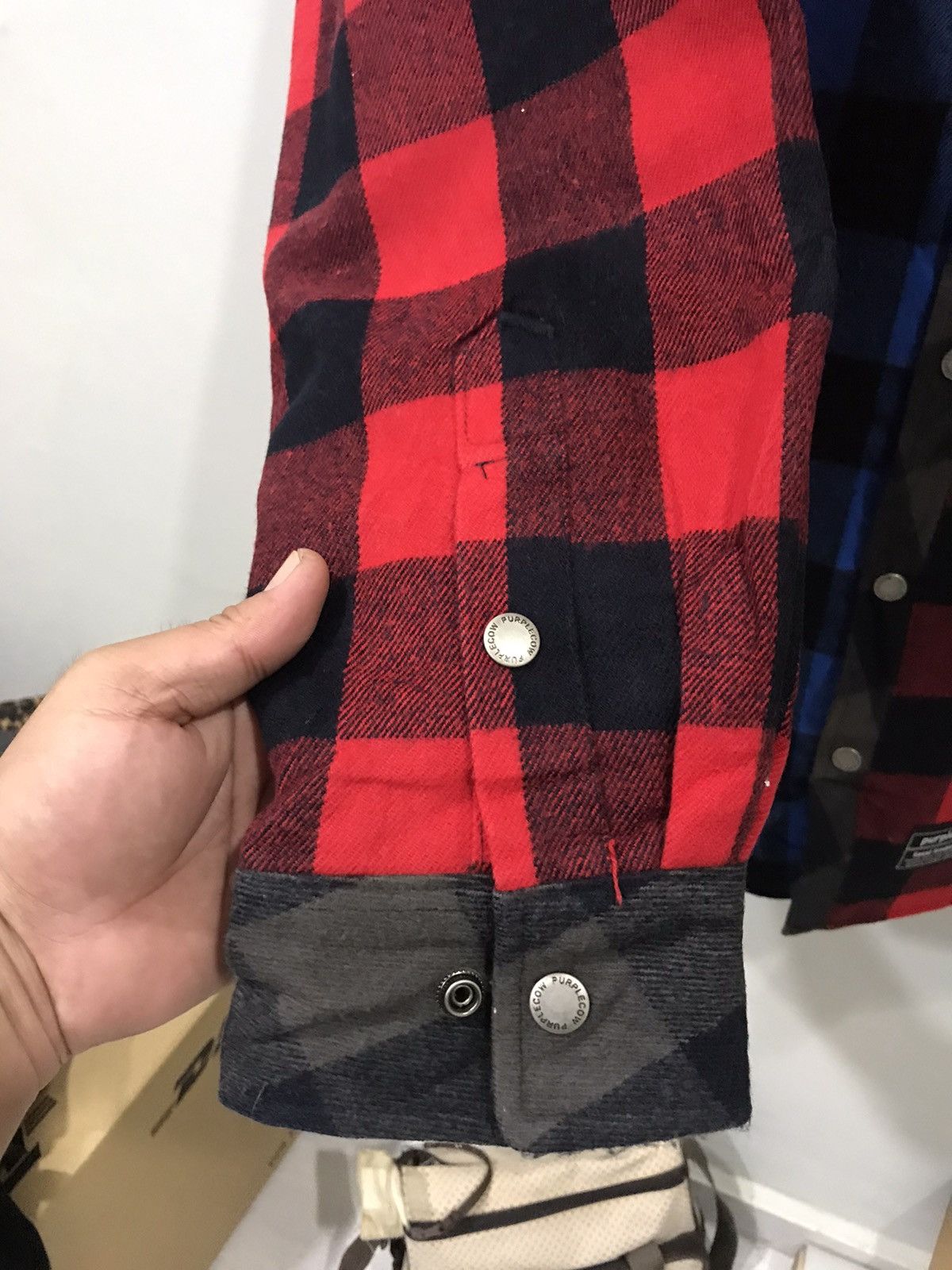 Japanese Brand PURPLE COW Japan 3 Tone Designer Buffalo Plaid Flannel Parka Size US L / EU 52-54 / 3 - 14 Thumbnail