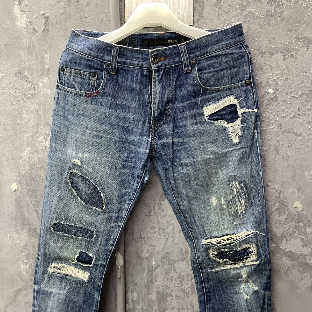 Japanese Brand × Schlussel Schlüssel Sachiko Ripped Slim Straight Jeans Size US 30 / EU 46 - 5 Thumbnail