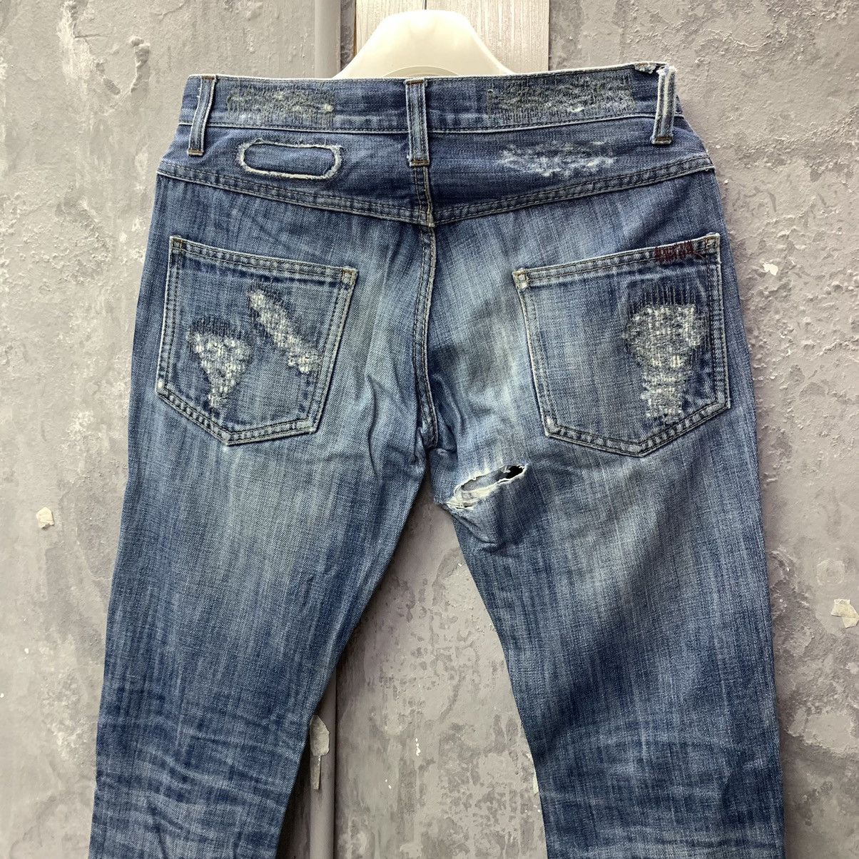 Japanese Brand × Schlussel Schlüssel Sachiko Ripped Slim Straight Jeans Size US 30 / EU 46 - 12 Thumbnail