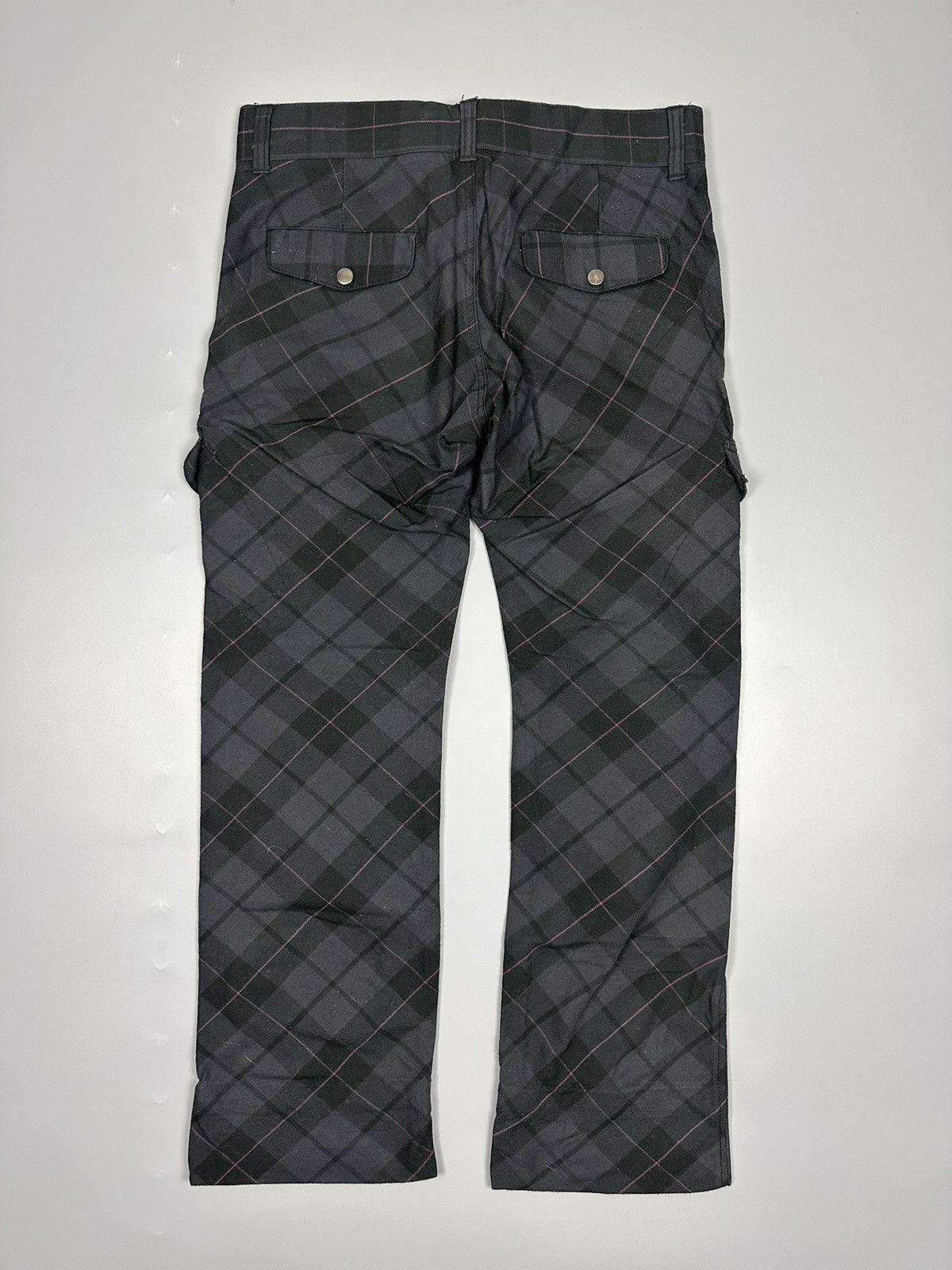Japanese Brand Black Linex Checkered Cargo Pants Size US 33 - 2 Thumbnail