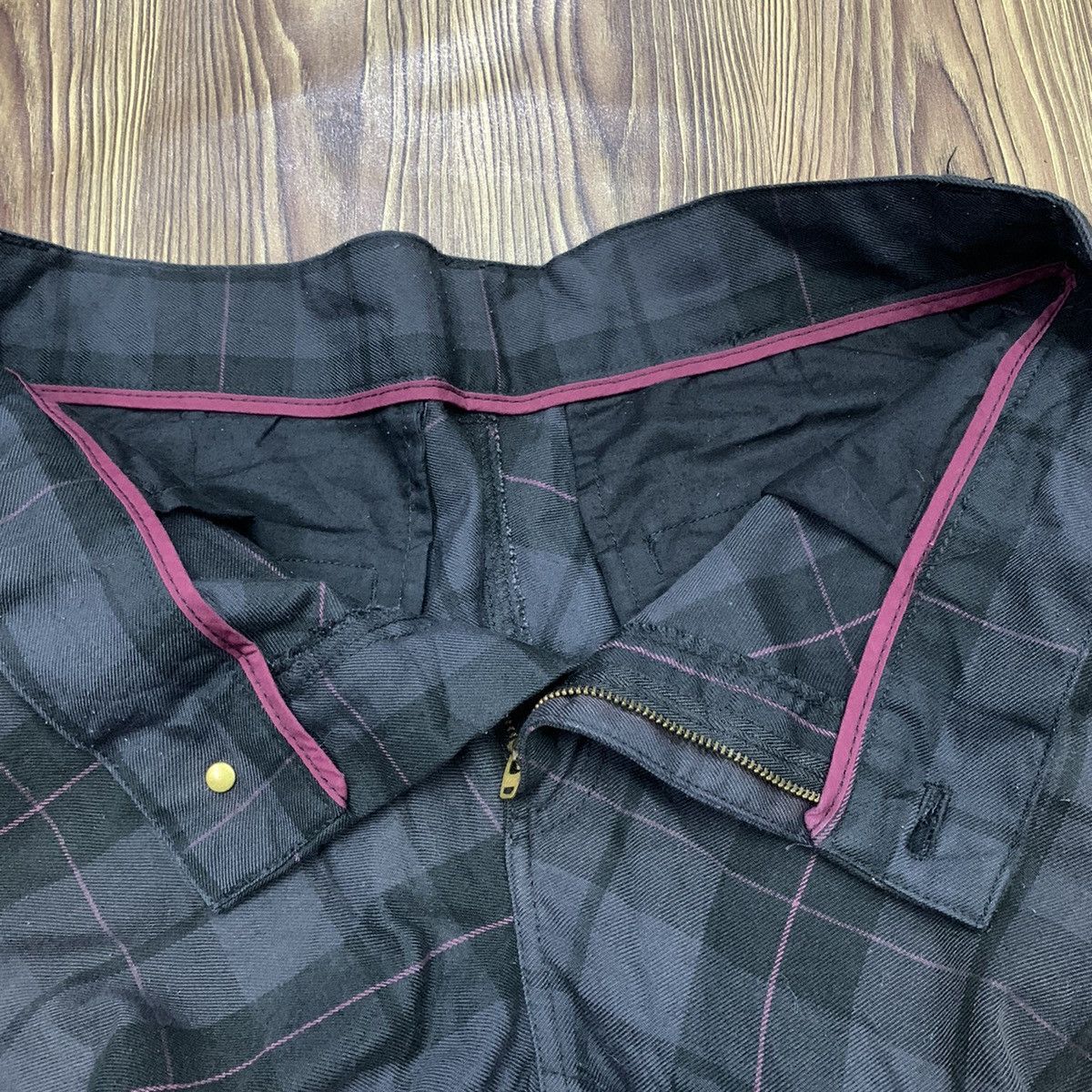 Japanese Brand Black Linex Checkered Cargo Pants Size US 33 - 13 Thumbnail