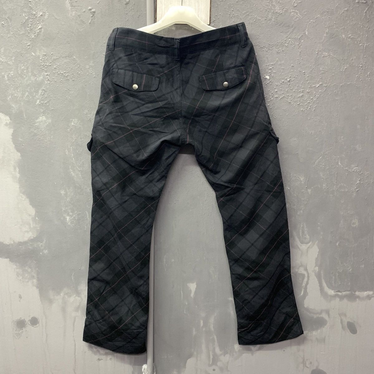 Japanese Brand Black Linex Checkered Cargo Pants Size US 33 - 8 Thumbnail