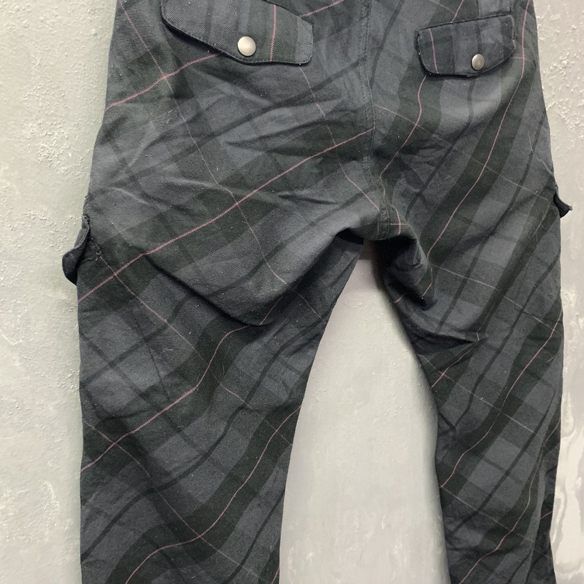 Japanese Brand Black Linex Checkered Cargo Pants Size US 33 - 12 Thumbnail