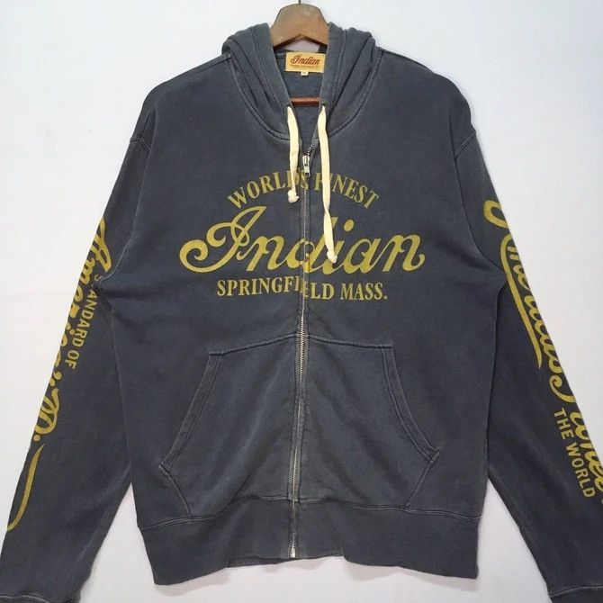 Indian Motorcycle × Vintage Vintage Indian Motocycle Hoodie Faded Pullover Zip Ups Sweat Size US M / EU 48-50 / 2 - 1 Thumbnail