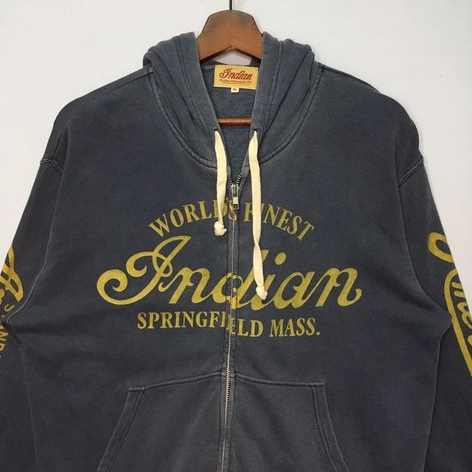 Indian Motorcycle × Vintage Vintage Indian Motocycle Hoodie Faded Pullover Zip Ups Sweat Size US M / EU 48-50 / 2 - 2 Thumbnail