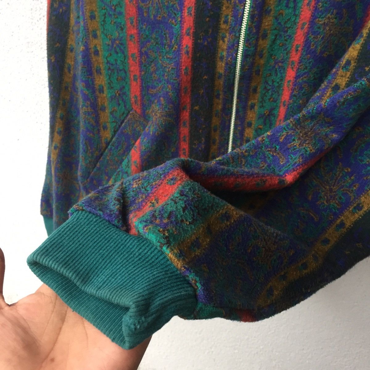 Aran Isles Knitwear Vintage Knit Jacket Colourful Striped Sweater Size US L / EU 52-54 / 3 - 7 Thumbnail