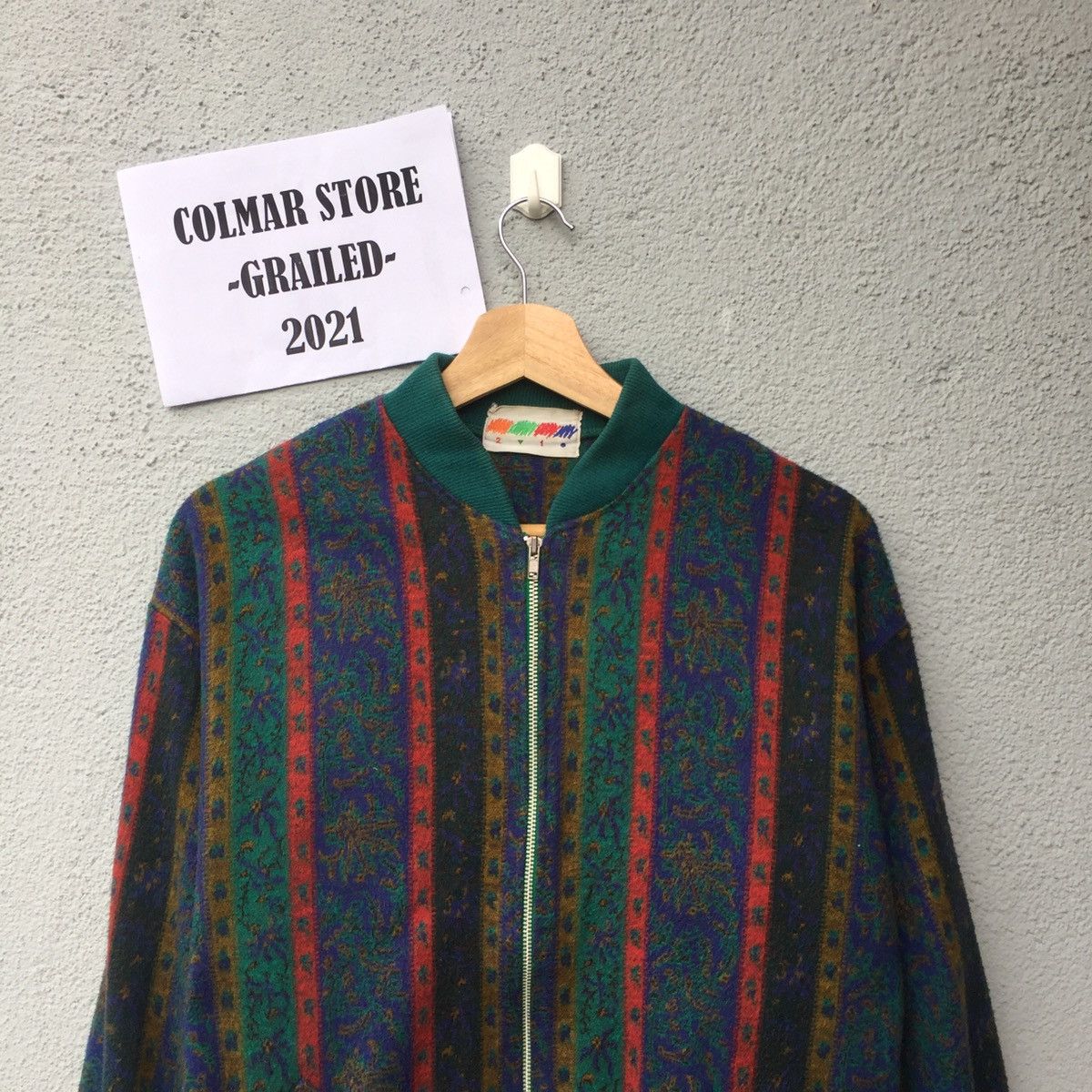 Aran Isles Knitwear Vintage Knit Jacket Colourful Striped Sweater Size US L / EU 52-54 / 3 - 2 Thumbnail