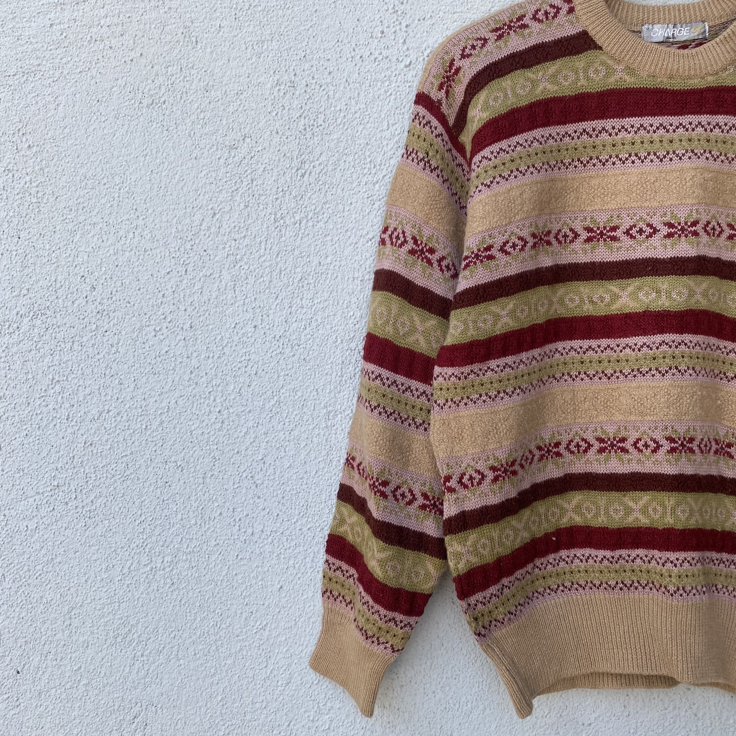 Aran Isles Knitwear × Japanese Brand Vintage Charge Renown Jacquard Striped Pullover Knitwear Size US M / EU 48-50 / 2 - 4 Thumbnail