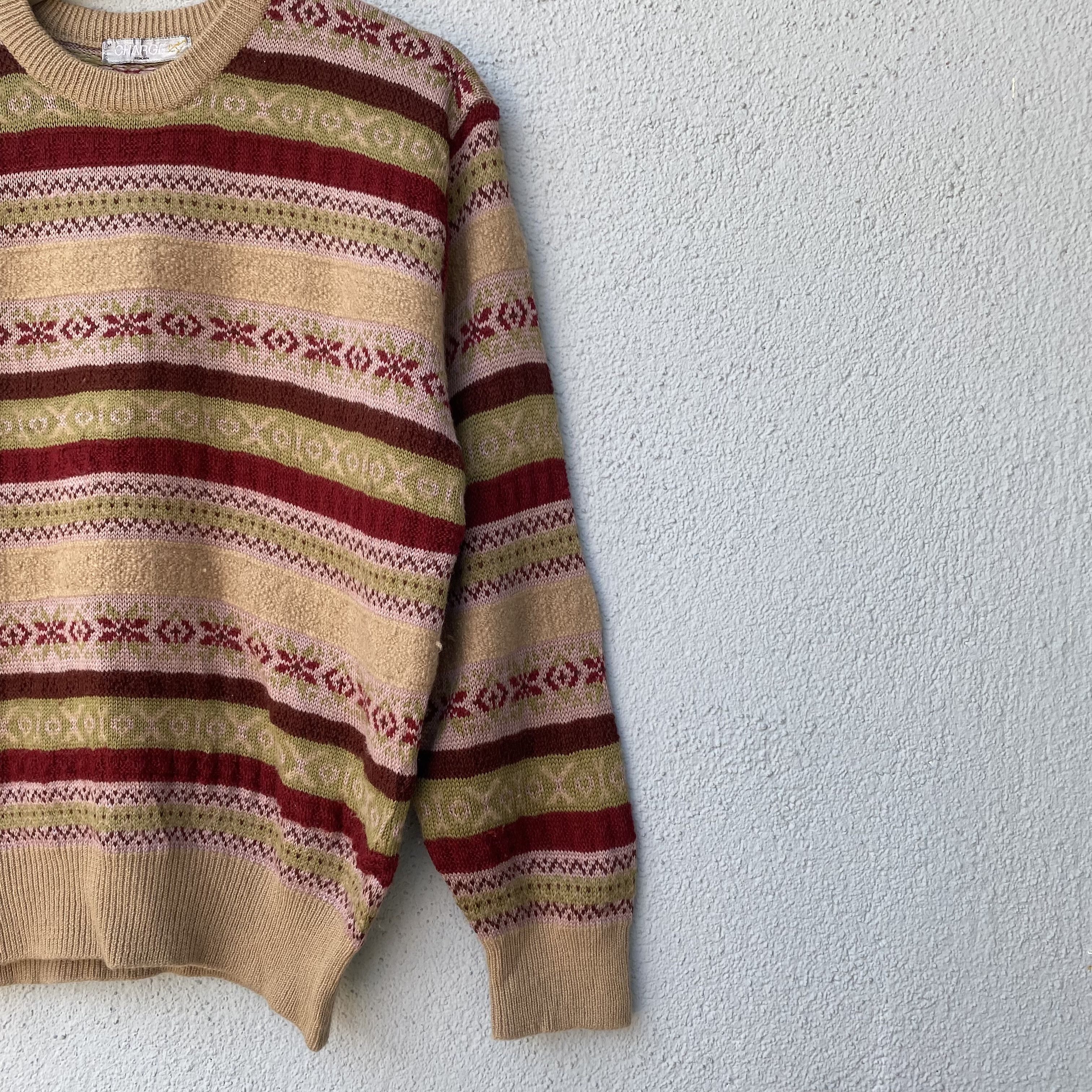 Aran Isles Knitwear × Japanese Brand Vintage Charge Renown Jacquard Striped Pullover Knitwear Size US M / EU 48-50 / 2 - 5 Thumbnail