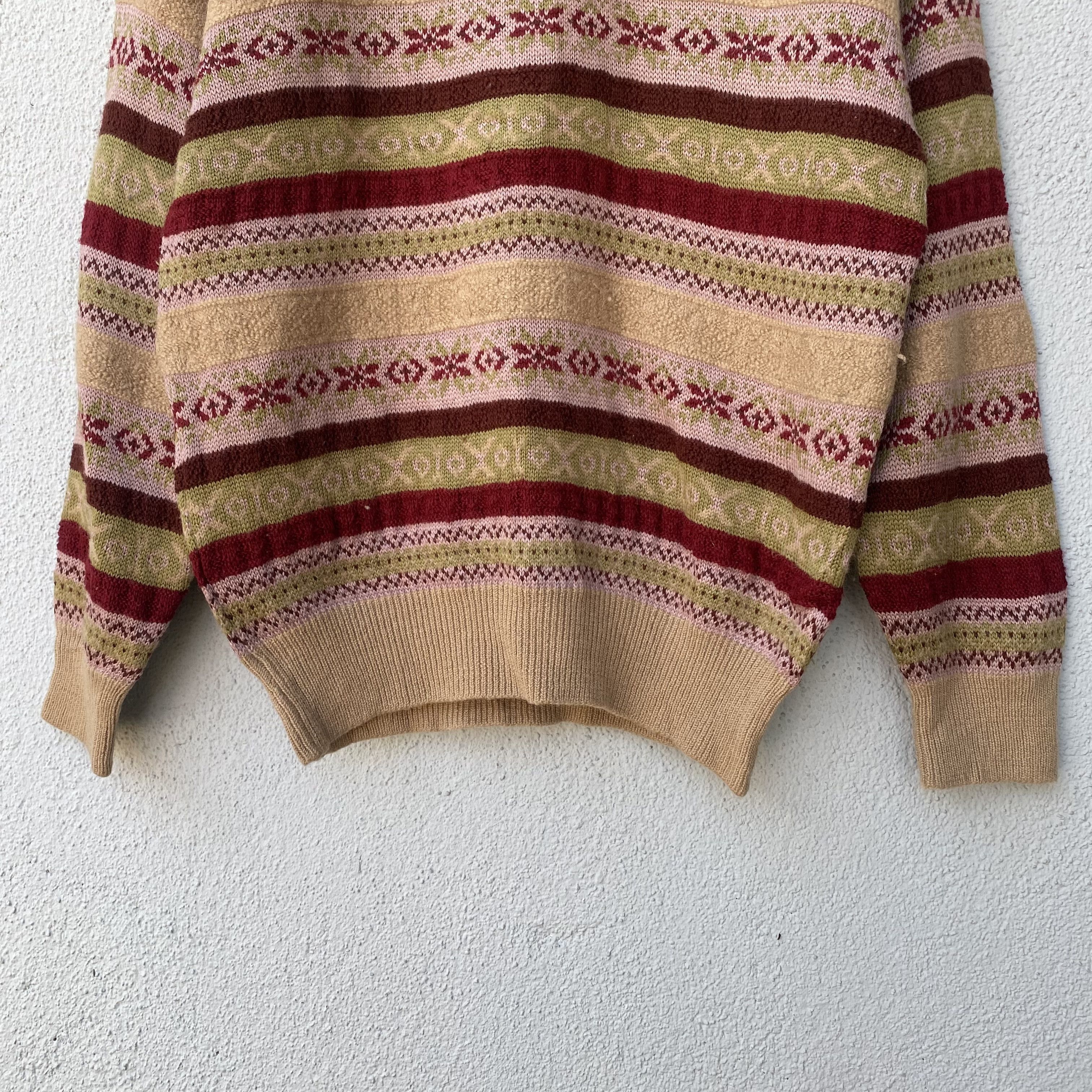 Aran Isles Knitwear × Japanese Brand Vintage Charge Renown Jacquard Striped Pullover Knitwear Size US M / EU 48-50 / 2 - 3 Thumbnail