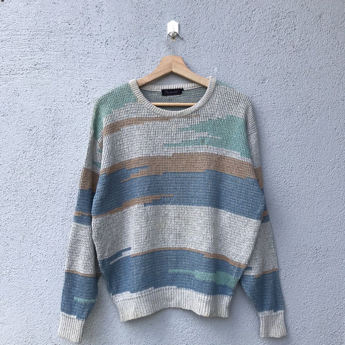 Japanese Brand Vintage Mizukerdick Striped Design Knitwear Sweater Size US M / EU 48-50 / 2 - 1 Thumbnail