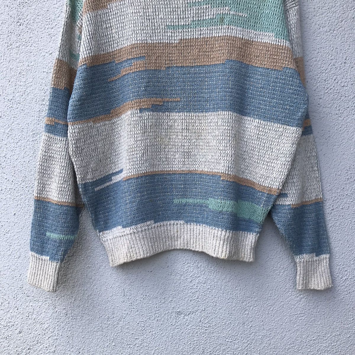Japanese Brand Vintage Mizukerdick Striped Design Knitwear Sweater Size US M / EU 48-50 / 2 - 3 Thumbnail