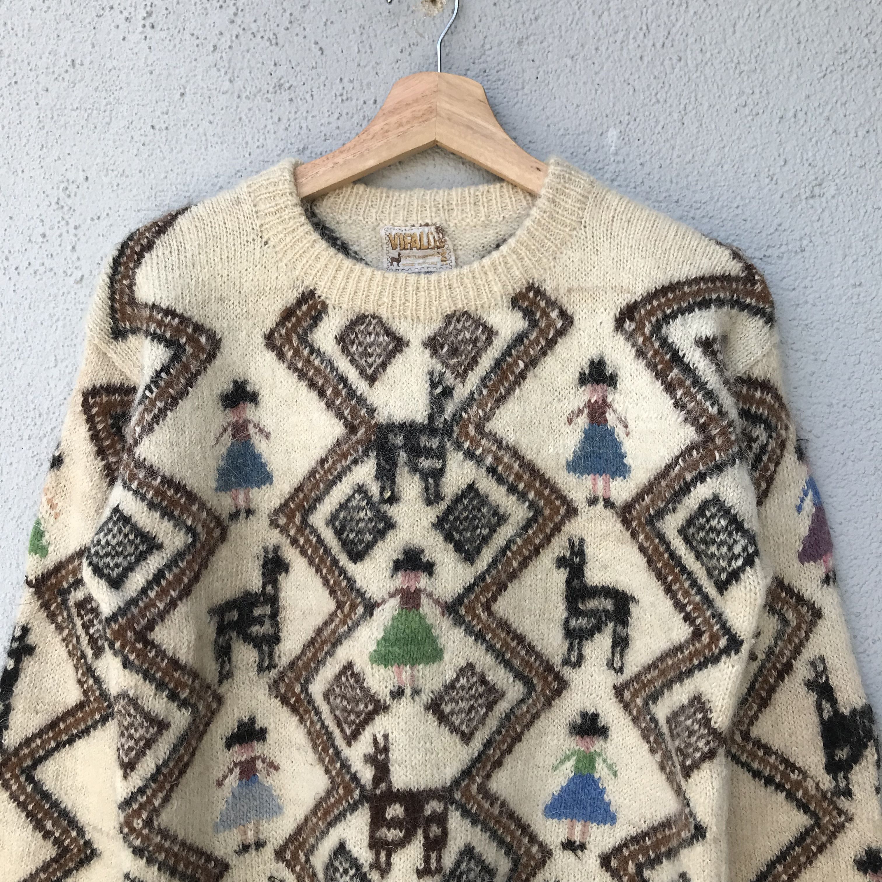 Aran Isles Knitwear Vintage Vifalco Shag Shaggy Fullprint Mohair Knitwear Size US M / EU 48-50 / 2 - 2 Thumbnail